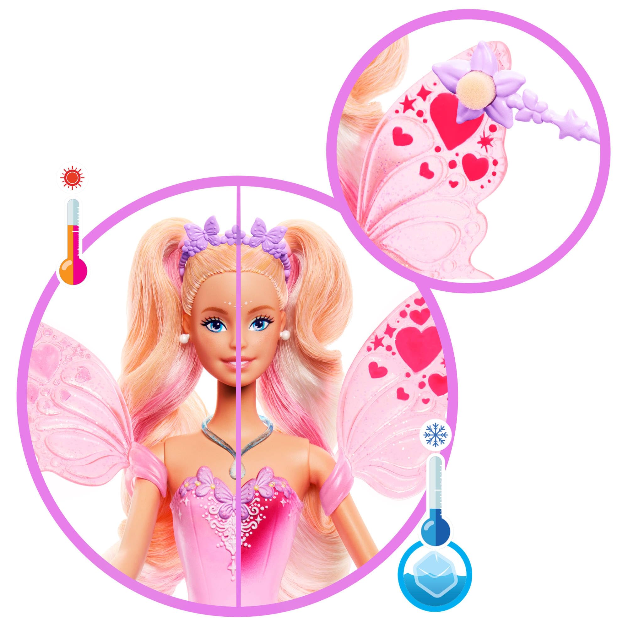 Barbie Fairy Doll with Toy Wand & Fashion Accessories - Color Change Feature | Ages 3+ | JCP76 3