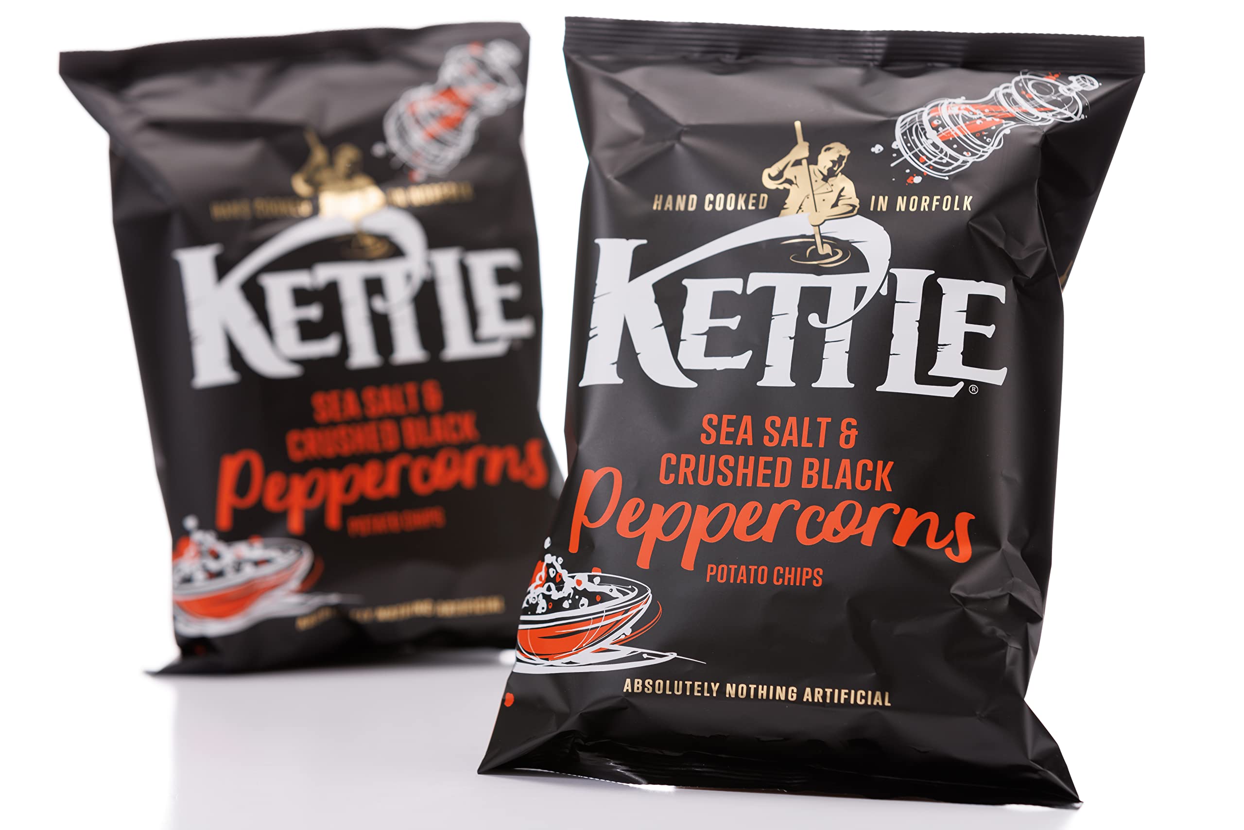 Kettle Sea Salt with Crushed Black Peppercorns Chips - 130g Single Bag | Hand Cooked 2