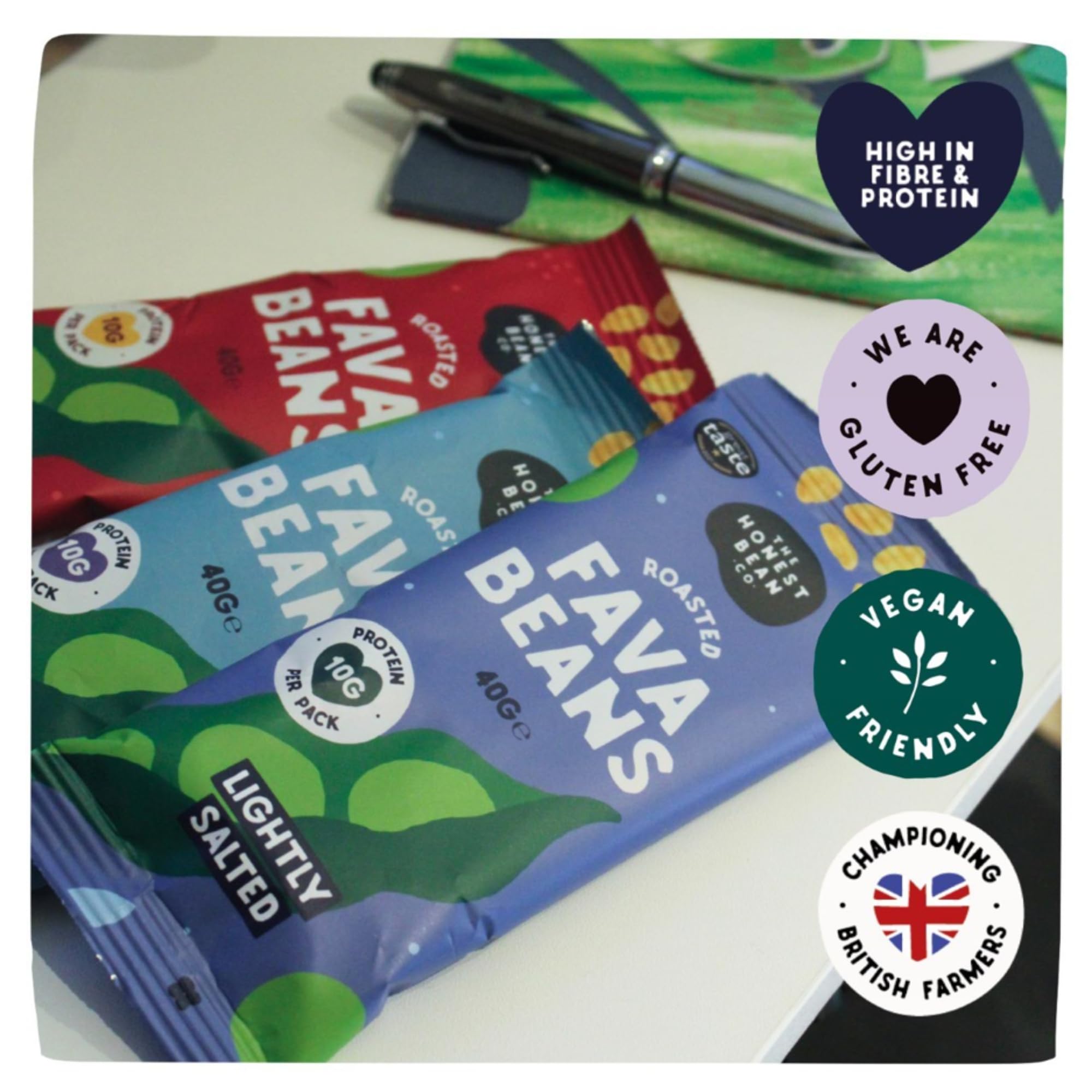 The Honest Bean Co Roasted Fava Beans Lightly Salted - High Protein Vegan Snack | 12 x 40g Bags 3