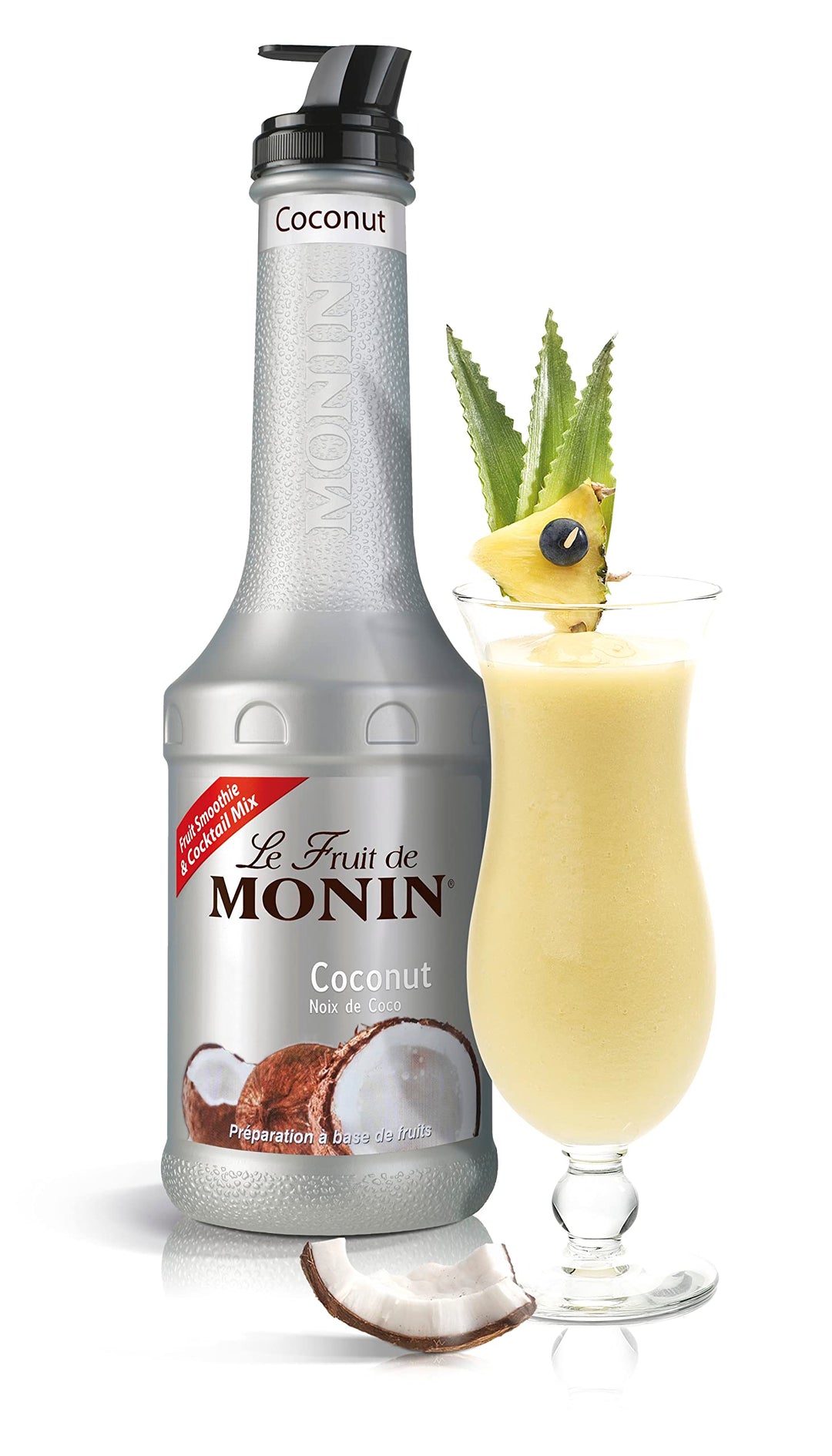 MONIN Coconut Fruit Mix Puree 1L - Intense Candied Coconut Flavor for Cocktails, Frappes & Milkshakes