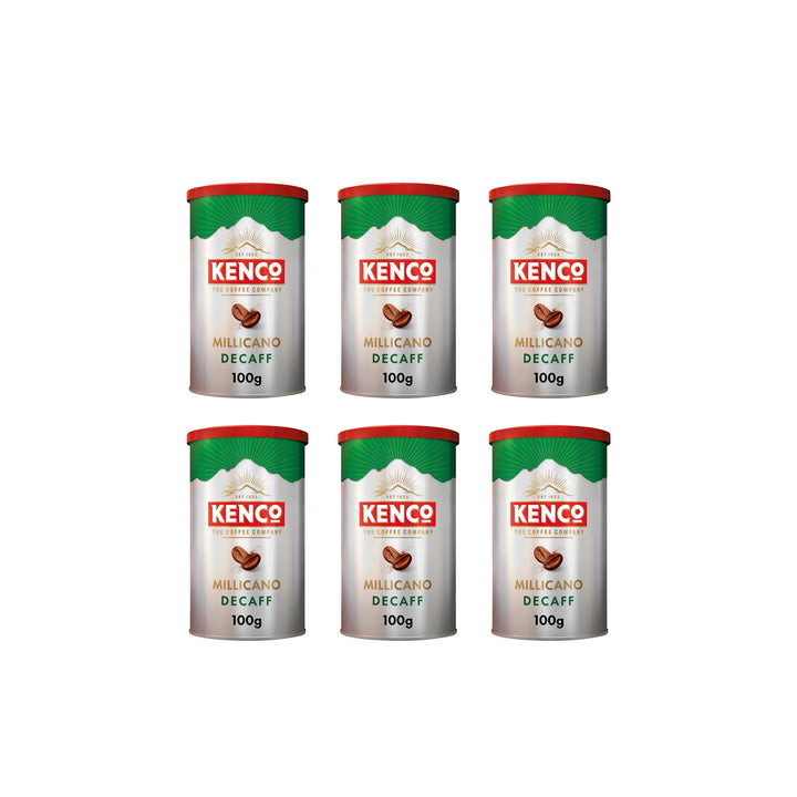 Kenco Millicano Decaf Instant Coffee 100g (Pack of 6 Tins, Total 600g)