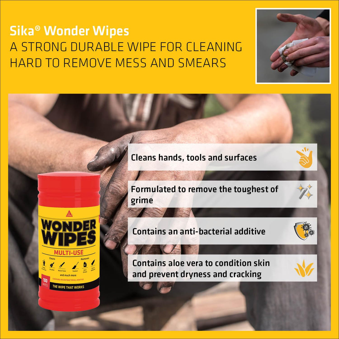 Everbuild - Wonder Wipes Multi-Use Cleaning Wipes, 100 Wipes, Red