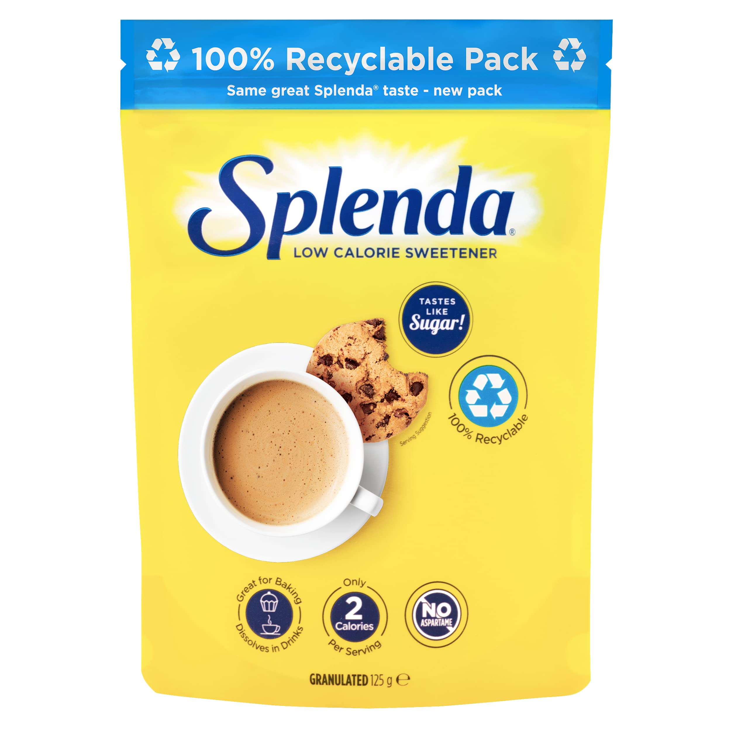 Splenda No Calorie Sweetener Granulated Sugar Substitute - 125g Pouch | Low Calorie | Sugar-Free