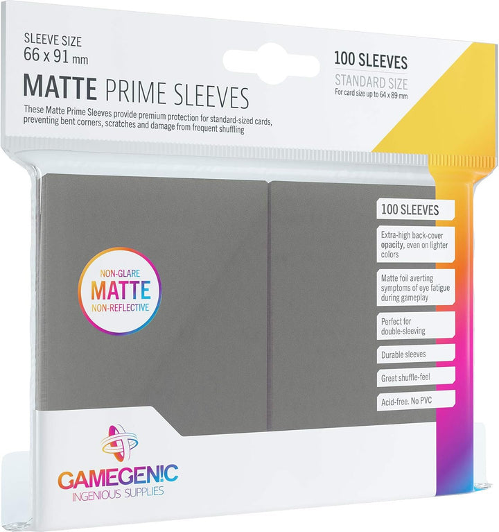 Gamegenic Matte Prime Sleeves - Dark Grey (100-Pack), Ideal for Double-Sleeving