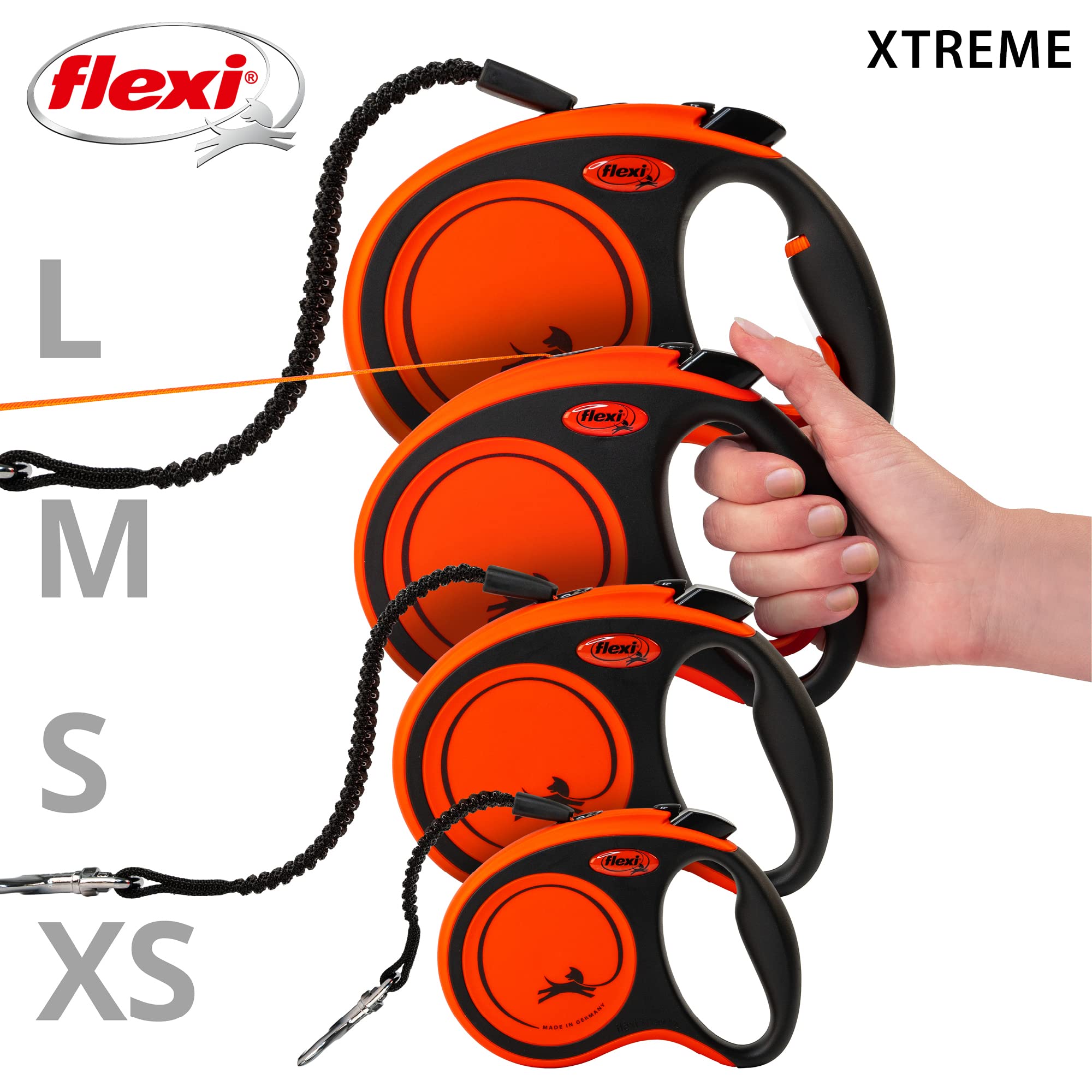 flexi Xtreme S Retractable Dog Lead - 5m Tape | Up to 20kg | Orange 6
