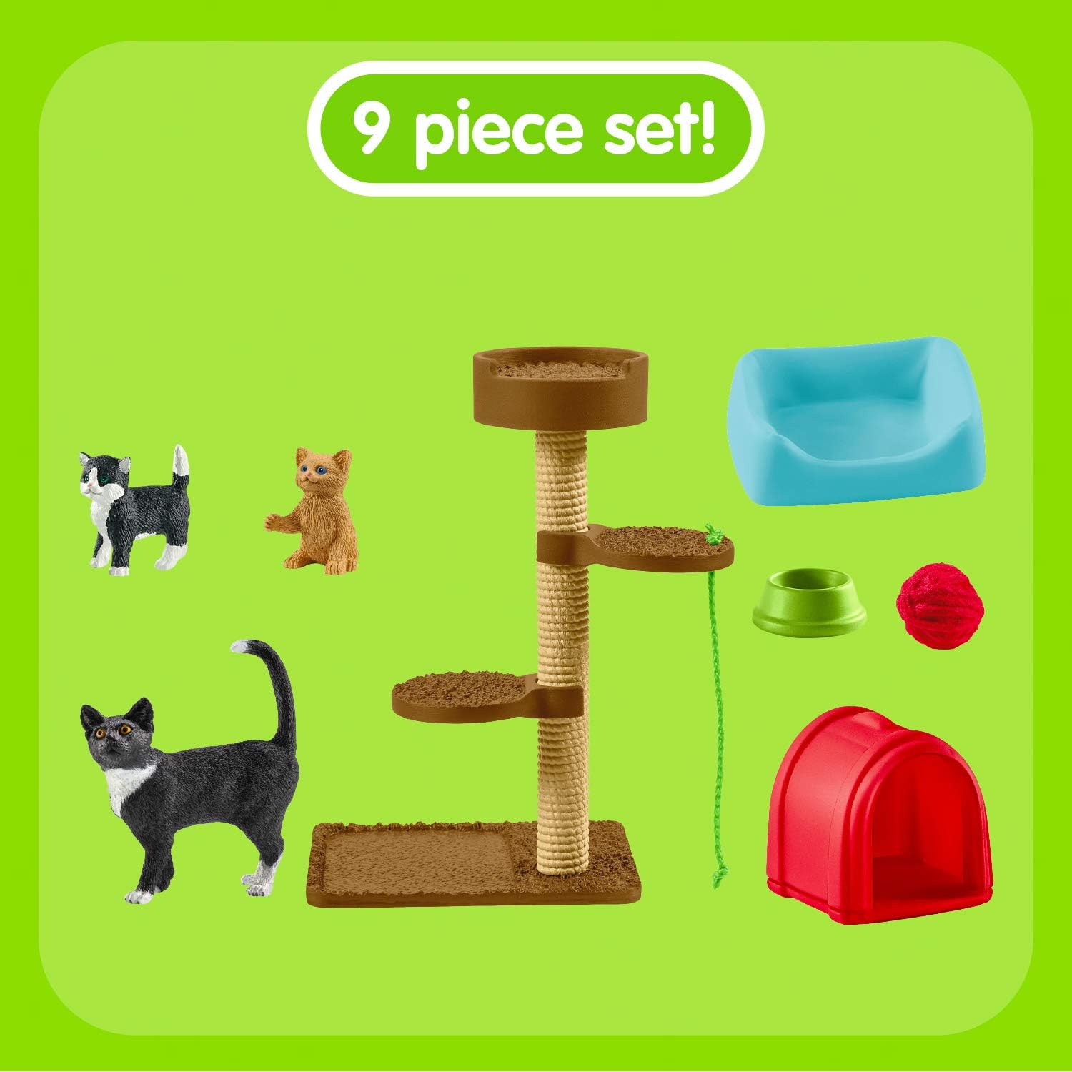 SCHLEICH Playtime for Cute Cats Farm World Playset - Imaginative Play for Kids 3+ 6