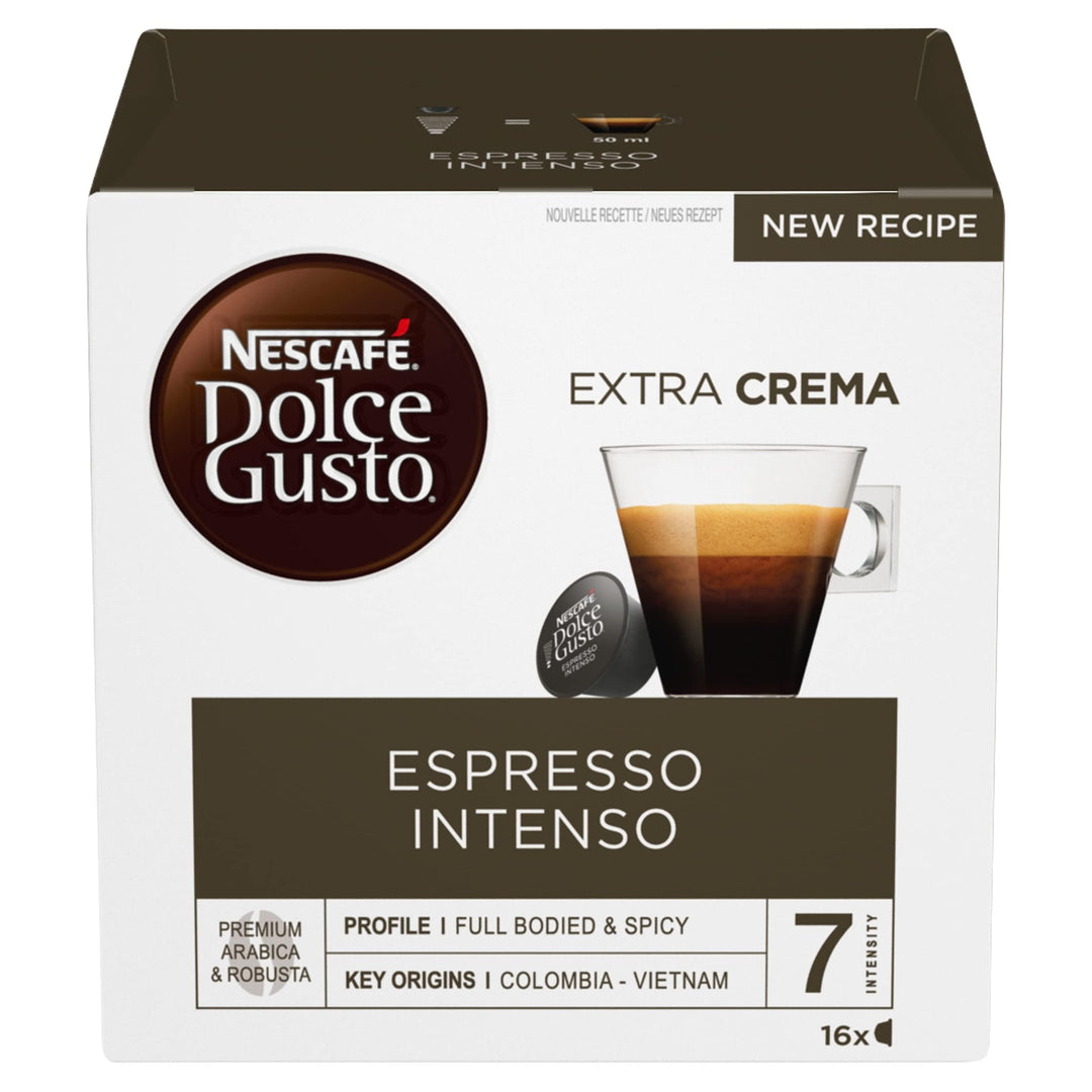NESCAFE Dolce Gusto Espresso Intenso Coffee Pods - 48 Capsules (3 Boxes of 16)