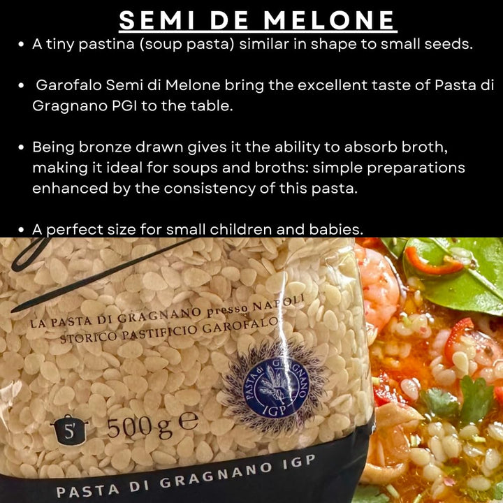 Garofalo Semi Di Melone Italian Soup Pasta - Vegan, Short Pasta Shape, 500g