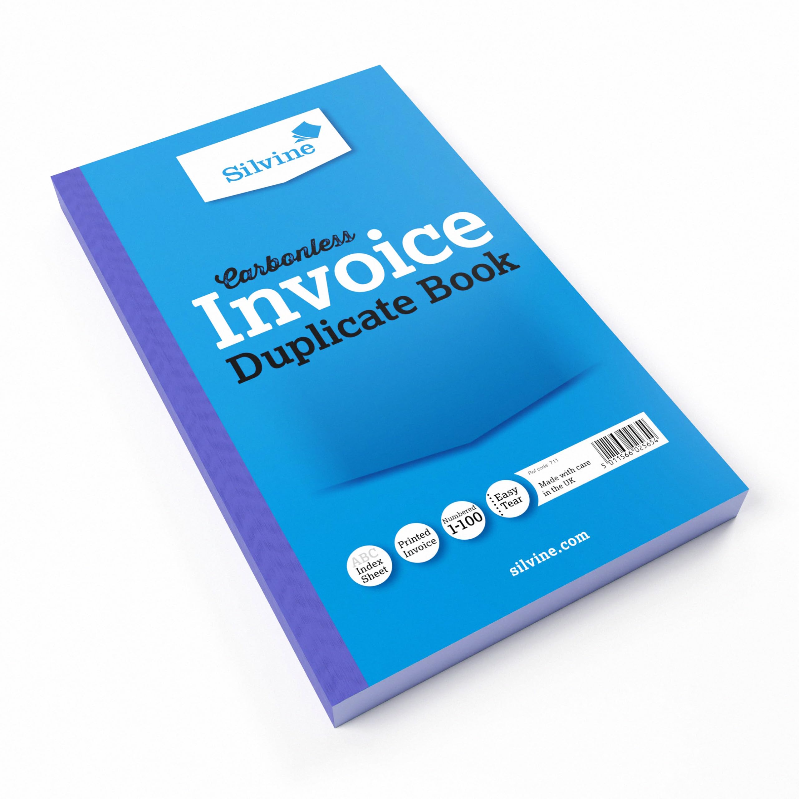 Silvine Carbonless Duplicate Invoice Book - Numbered 1-100 | 8x5 Inches | Model 711