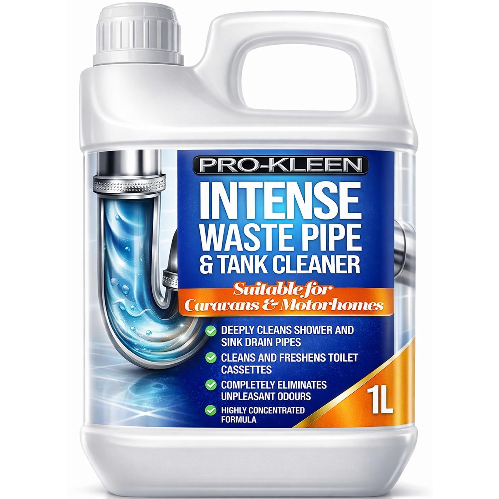 Pro-Kleen Intense Waste Pipe and Tank Cleaner - 1L Liquid for Caravans & Motorhomes | Concentrated Formula 1
