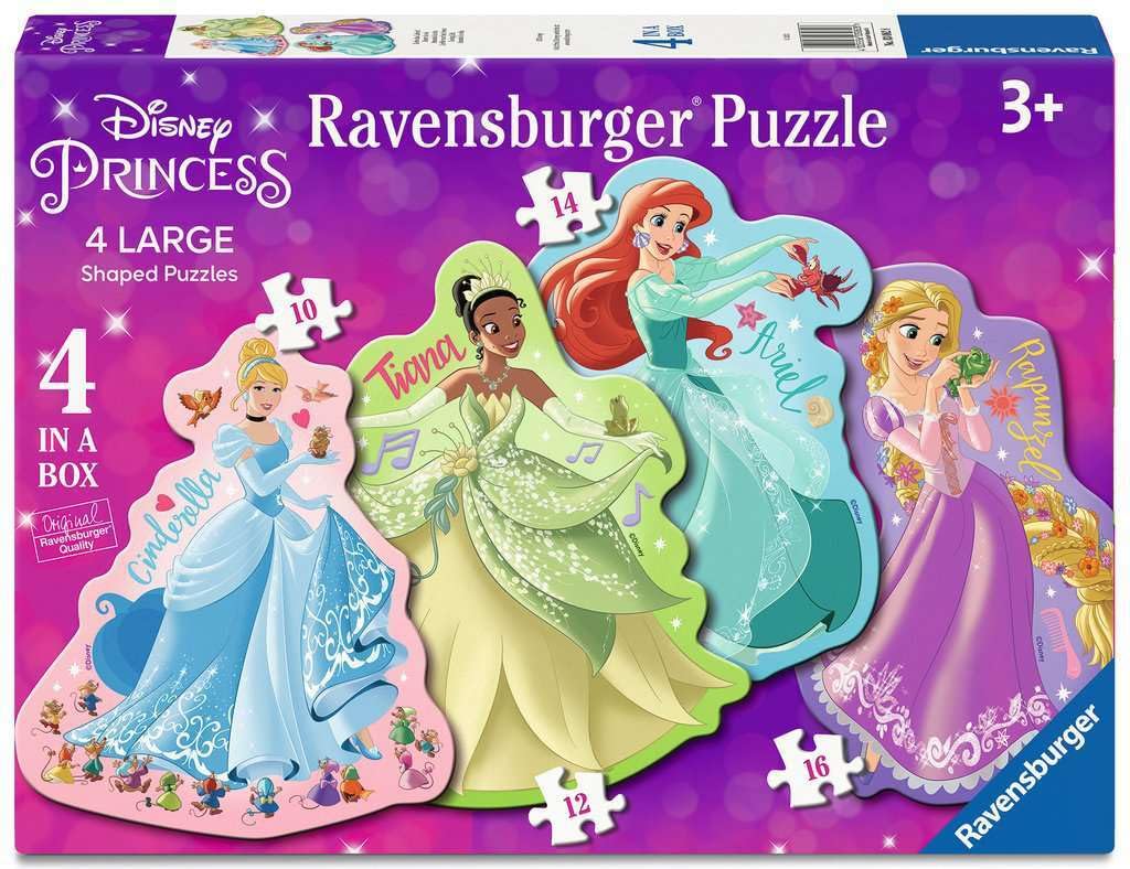 Ravensburger Disney Princess Shaped Jigsaw Puzzles Set - 4 Puzzles (10, 12, 14, 16 Pieces) for Ages 3+