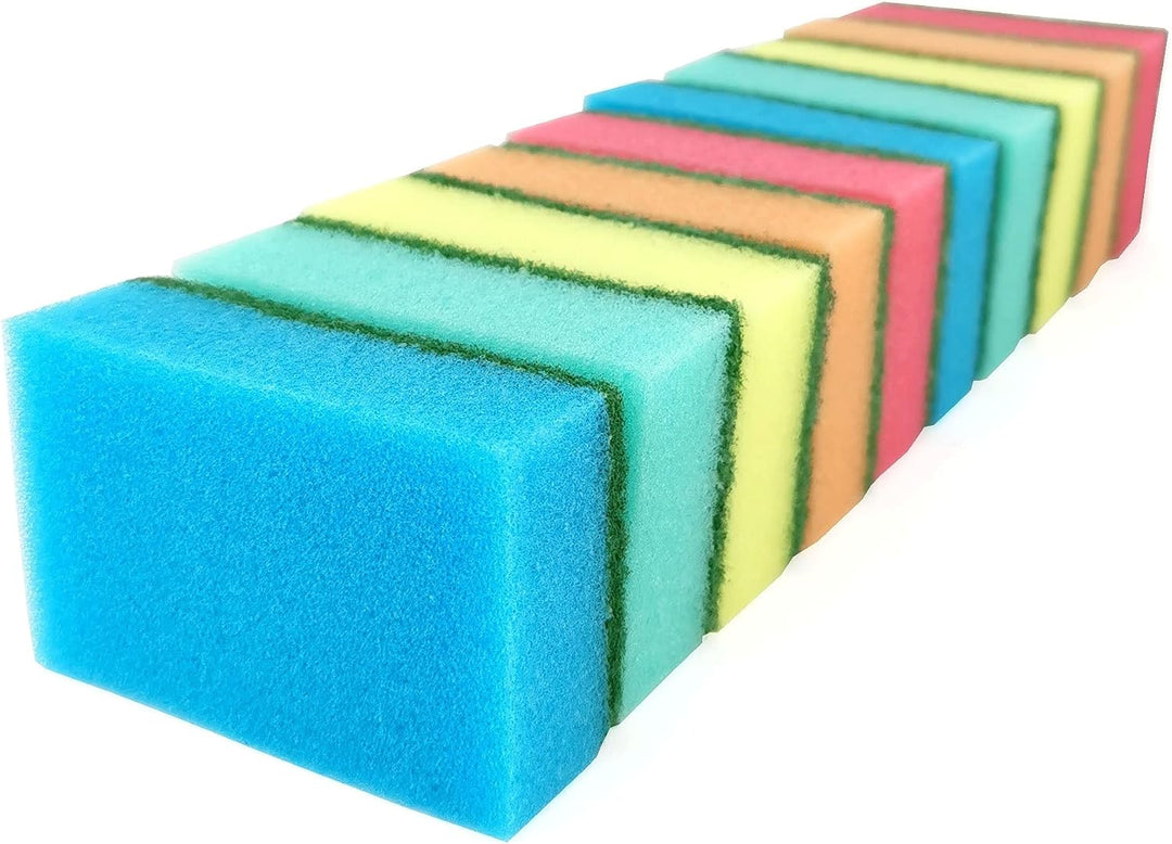 D.RECT MIDI Dishwashing Sponge 10-Pack - Dual-Sided Scrub for Pots, Pans & Dishes
