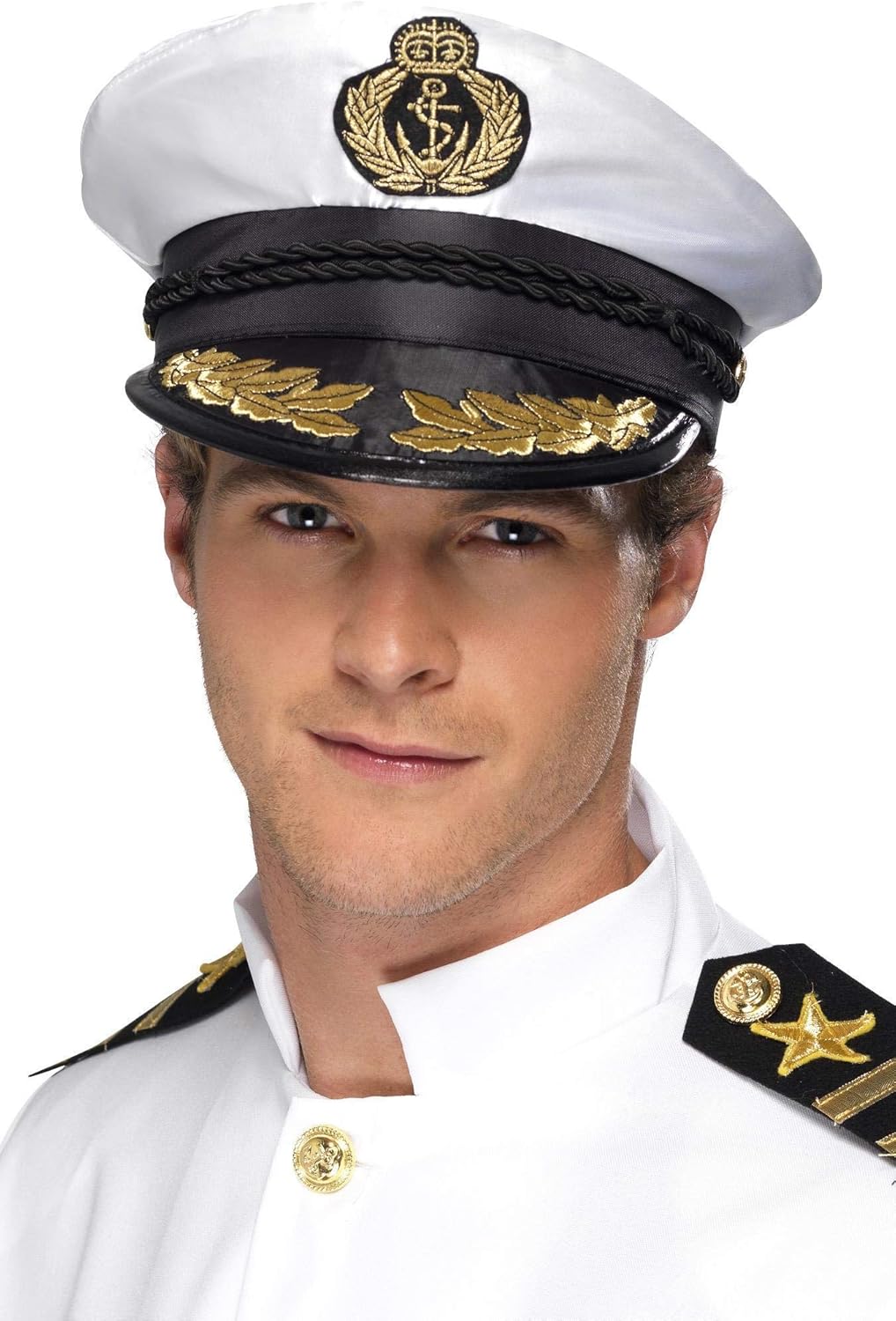 Smiffys Captain Cap White with Golden Detail 1