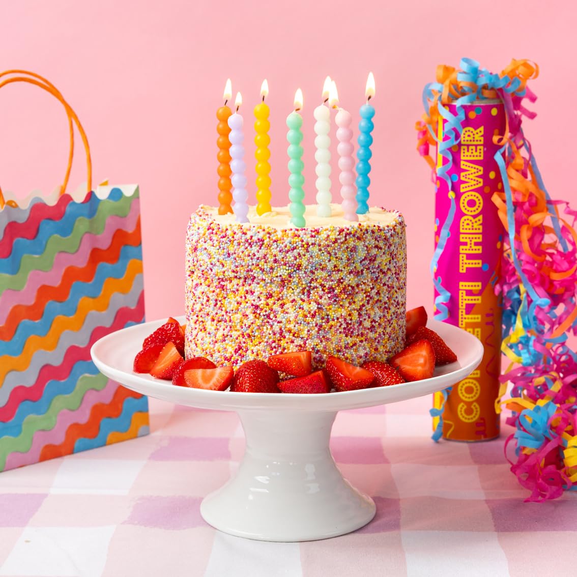 Talking Tables 8 x Bobble Birthday Candles - Colourful Pastel Cake Toppers | 8cm Tall