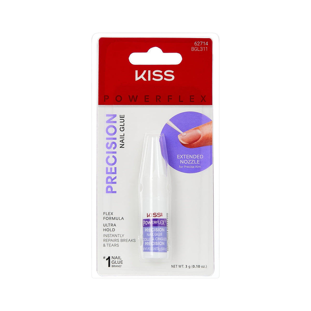 kiss new york Powerflex Precision Nail Glue - Flex Formula, Ultra Hold, Instant Repair