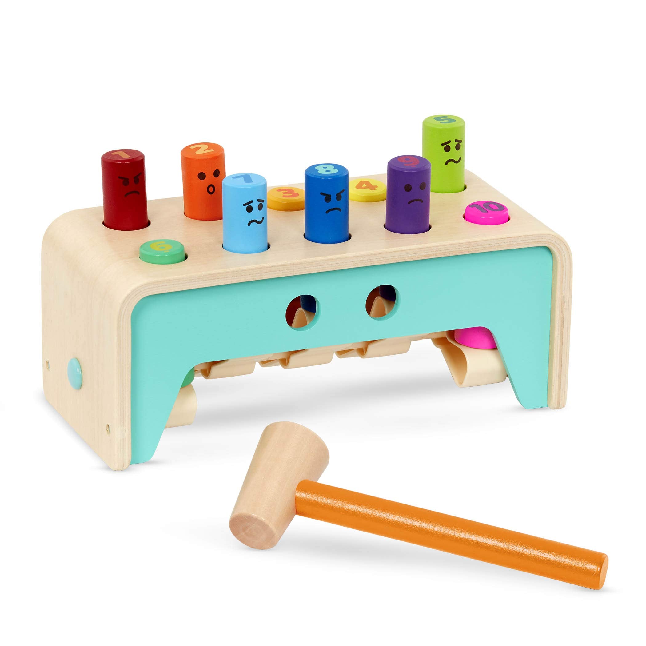 Battat Wooden Hammer Toy for Kids and Toddlers - Pounding Bench with 10 Pegs | Wood Construction | Ages 1+