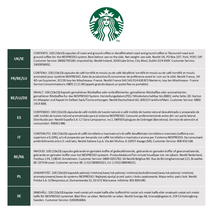 STARBUCKS Blonde Espresso Roast by Nespresso - Coffee Capsules