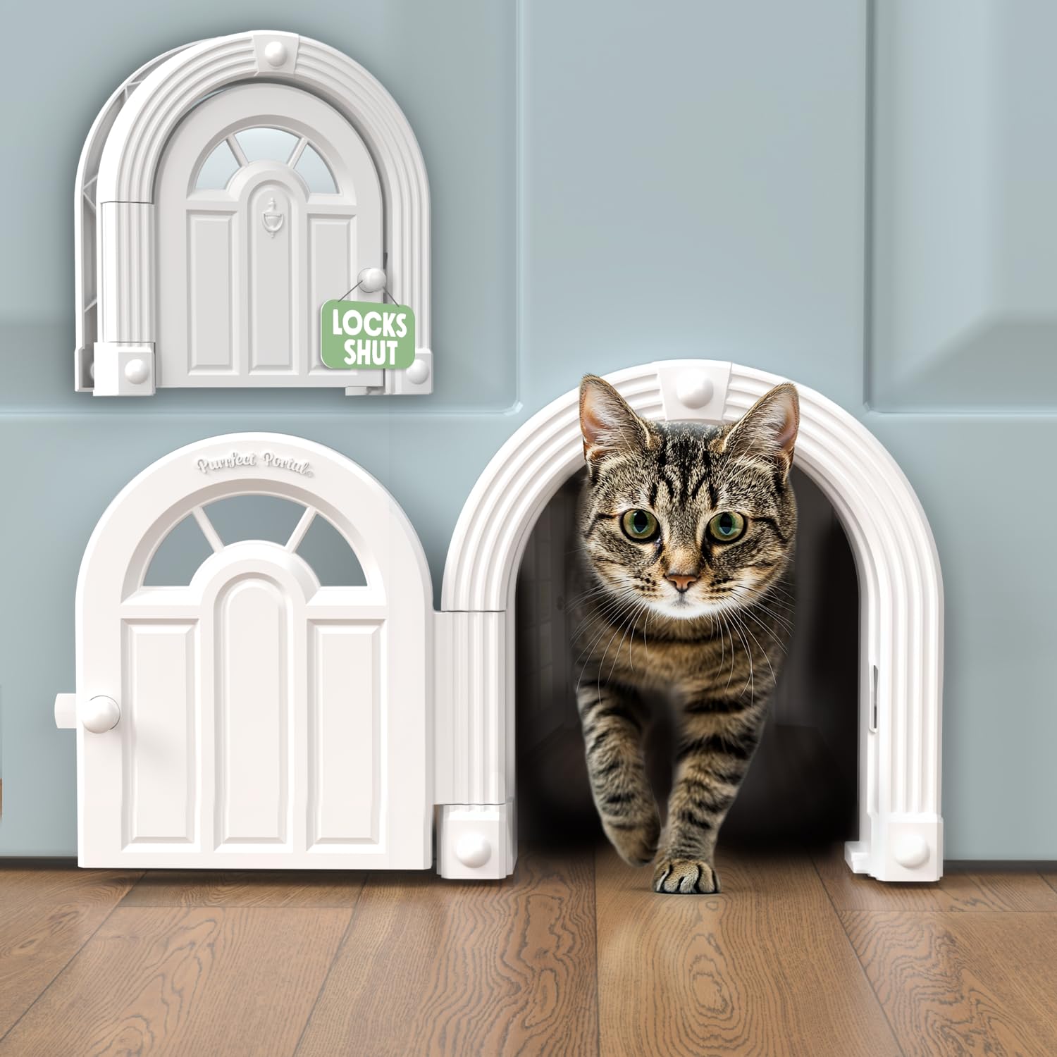 Purrfect Portal Meow Manor Interior Cat Door - No Flap Design | Fits 1.25'-1.75' Thick Doors | Up to 20 lbs