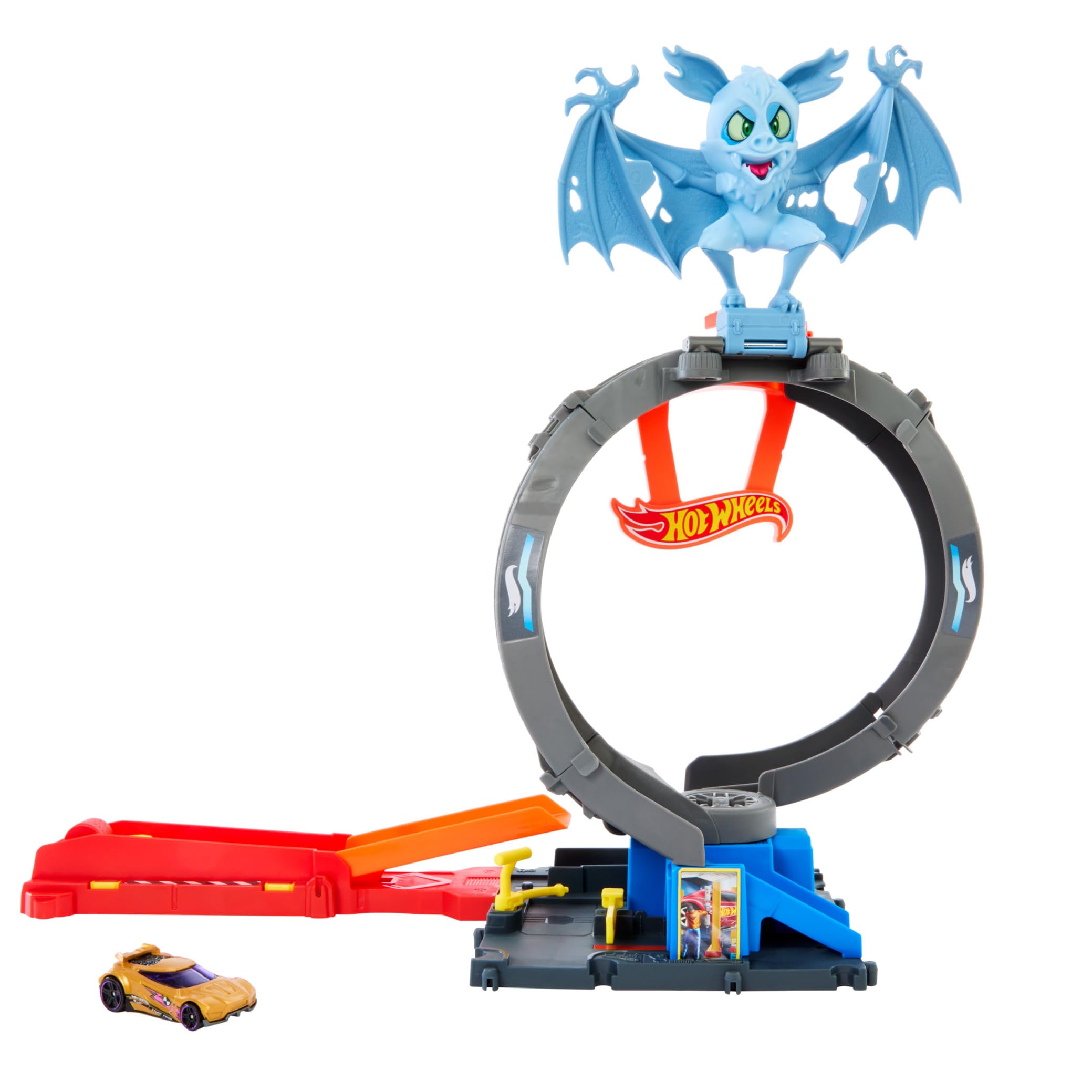 Hot Wheels City Bat Loop Attack Track Set - Adjustable Launcher & Loop, 1:64 Scale Car, HTN78 1