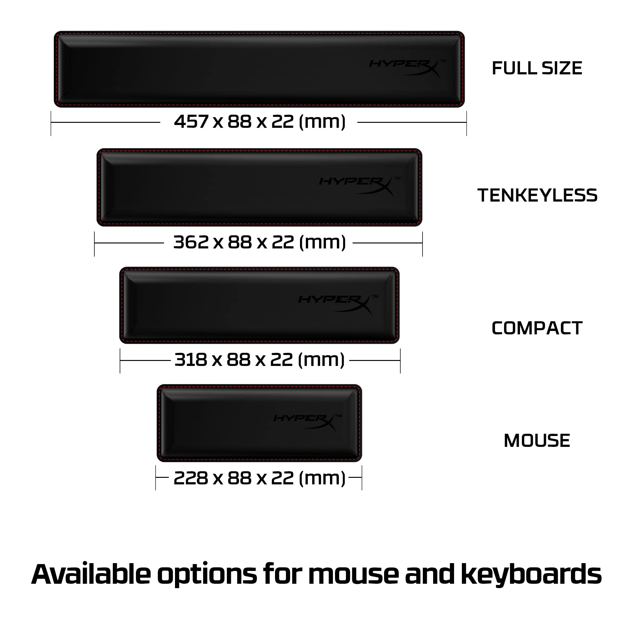 HyperX 4Z7X1AA Wrist Rest for Tenkeyless Keyboards | Cooling Gel Memory Foam | Anti-Slip 6