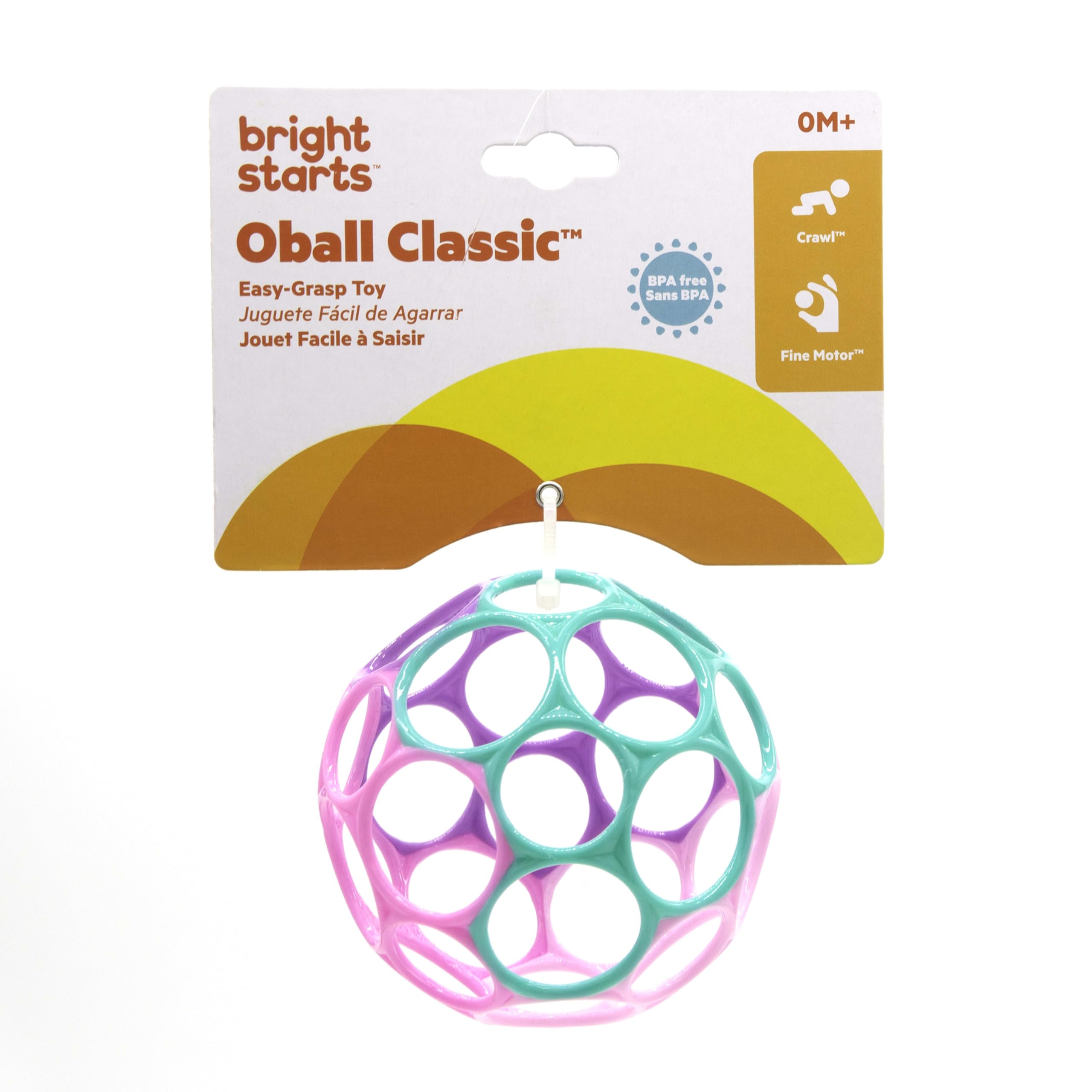 Bright Starts Oball Classic Easy-Grasp Toy - Pink & Purple - 0 to 3 Years