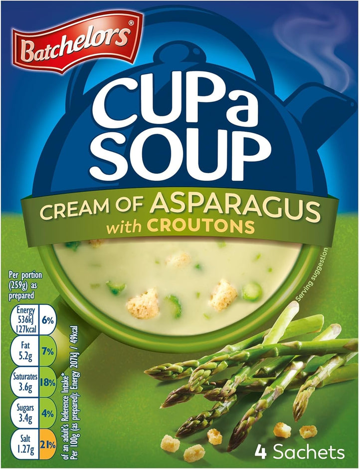 Batchelors Cup a Soup - Cream of Asparagus with Croutons, Instant Soup Sachets
