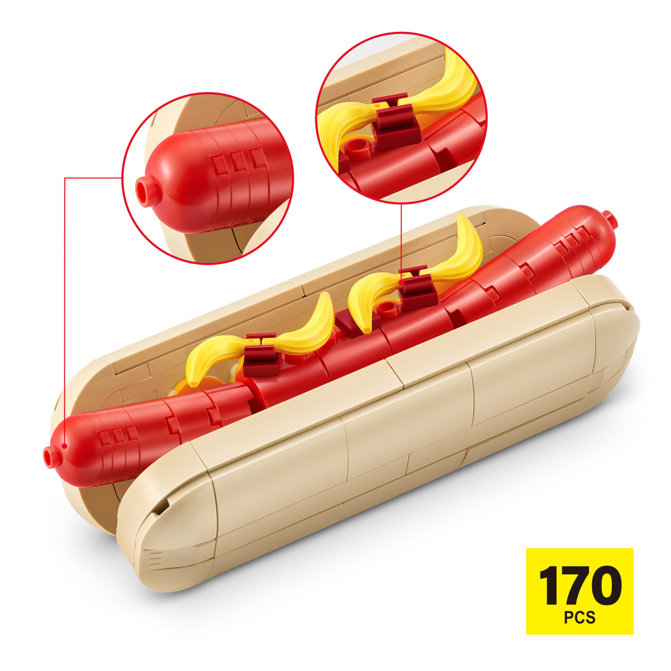 MAX Premium Snacks Building Bricks - Hotdog Collectible Mini Playset for Ages 3+ 5