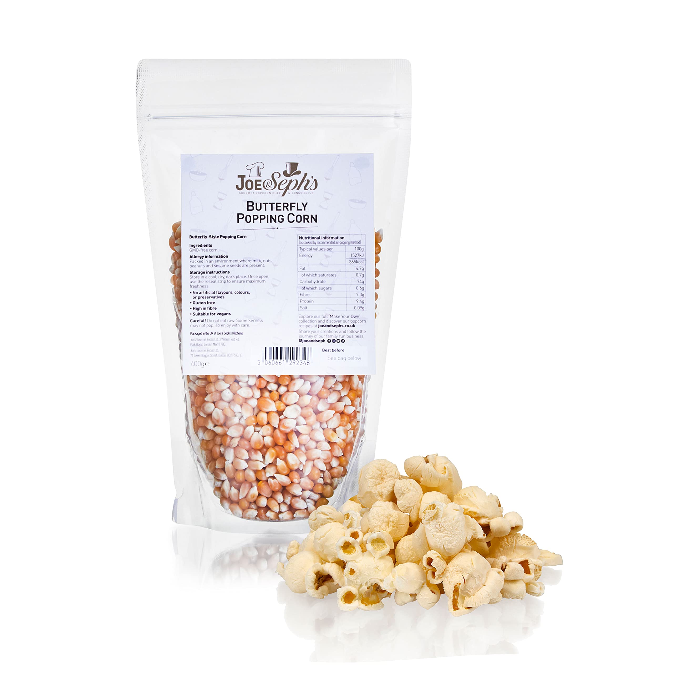 Joe & Seph's Popping Corn Kernels - Cinema-Style Butterfly Kernels | 1kg Bag | Gluten-Free