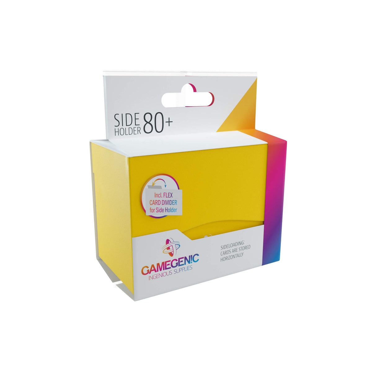Gamegenic Side Holder 80+ Card Box - Yellow | Holds 80 Double-Sleeved Cards | Side-Loading 12