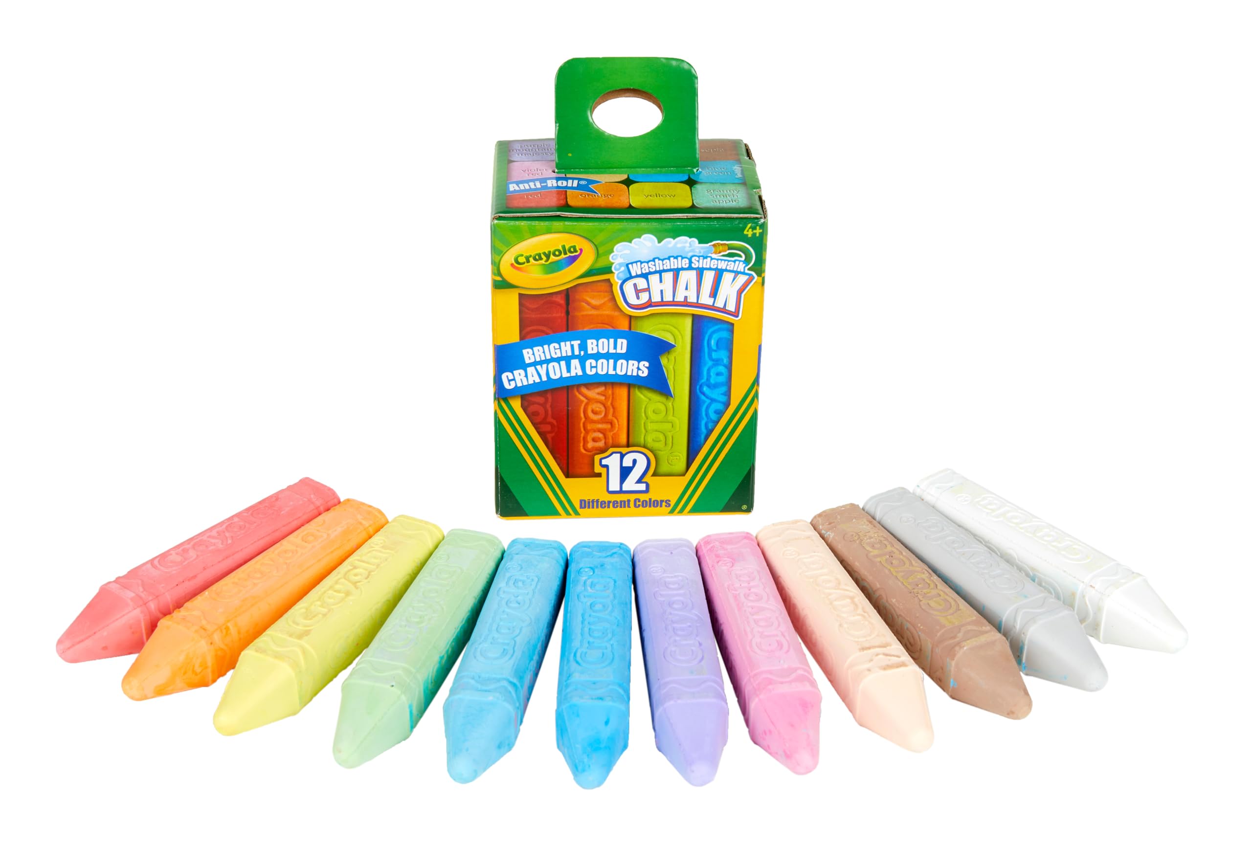 CRAYOLA Outdoor Chalk - Assorted Colours - 12 Count | Anti-Roll Sticks | Washable for Pavement & Patio | Ages 4+ 3