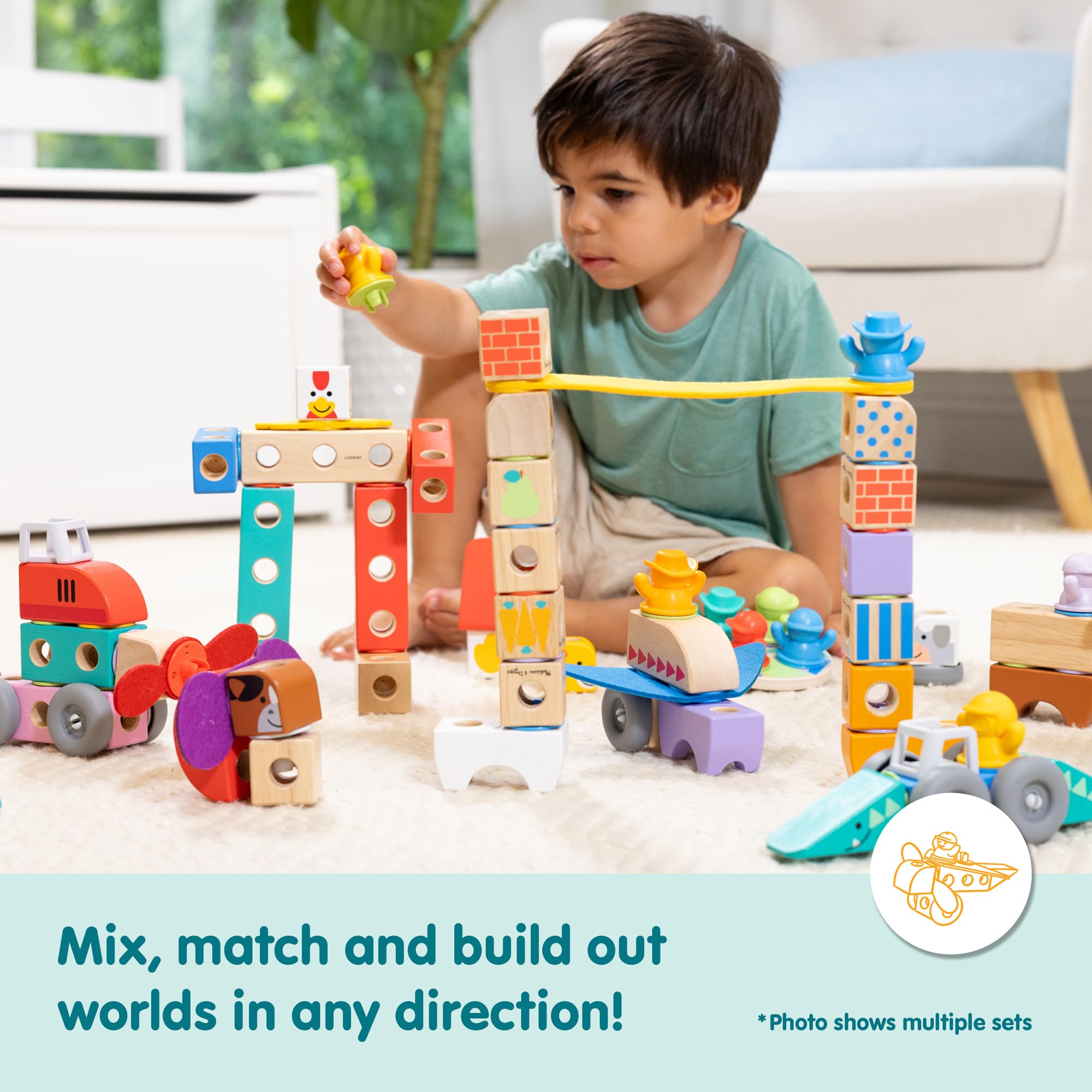 Melissa & Doug Blockables Town Snap And Play Connectable Wooden Building Set for Ages 2-7 6