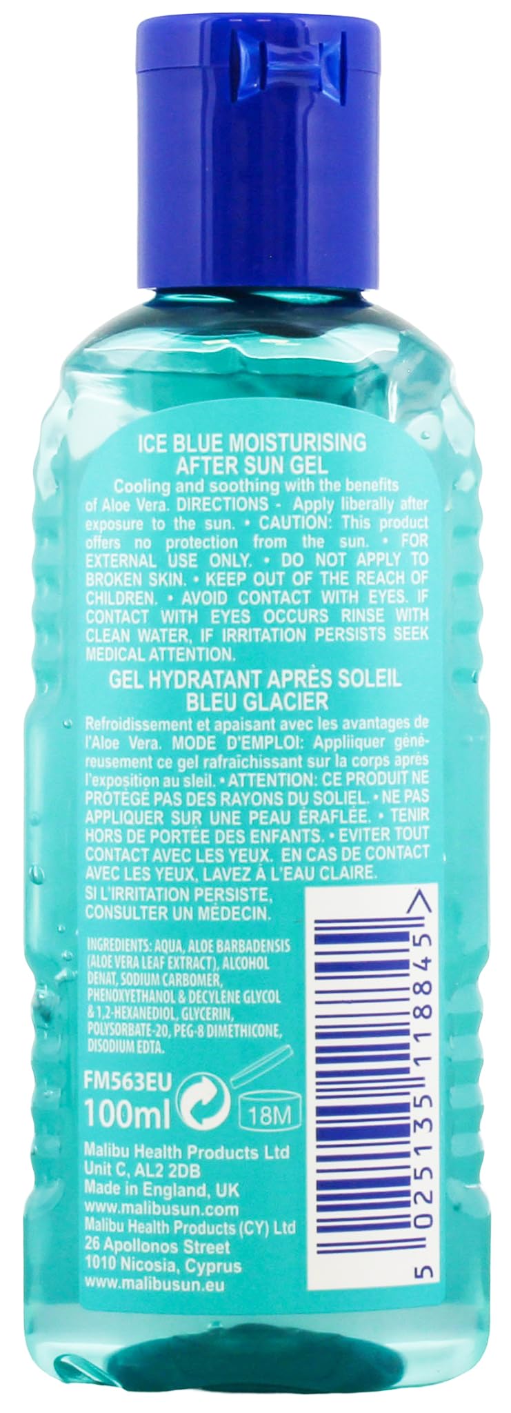 Malibu Sun Ice Blue After Sun Gel - Cooling & Soothing, 100ml