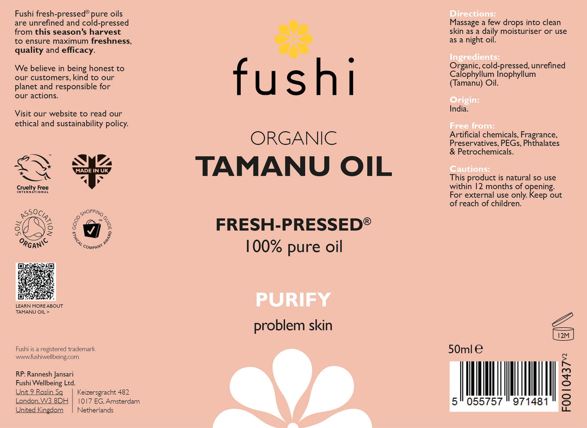 Fushi Wellbeing Organic Tamanu Oil - Scar & Blemish Treatment | 50 ml