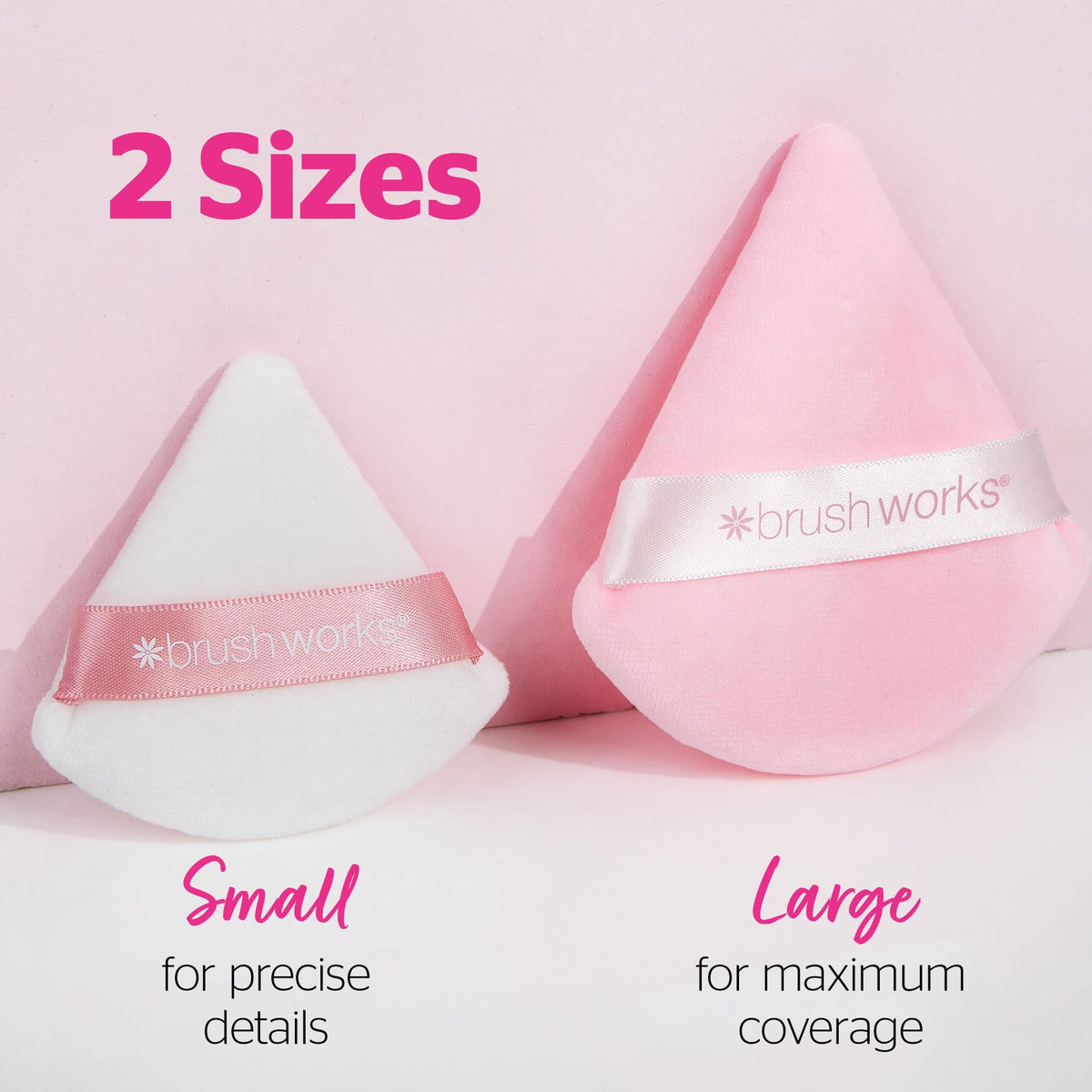 Brushworks Triangular Powder Puff Duo - Ultra-Soft, Airbrushed Finish, PETA Approved 2