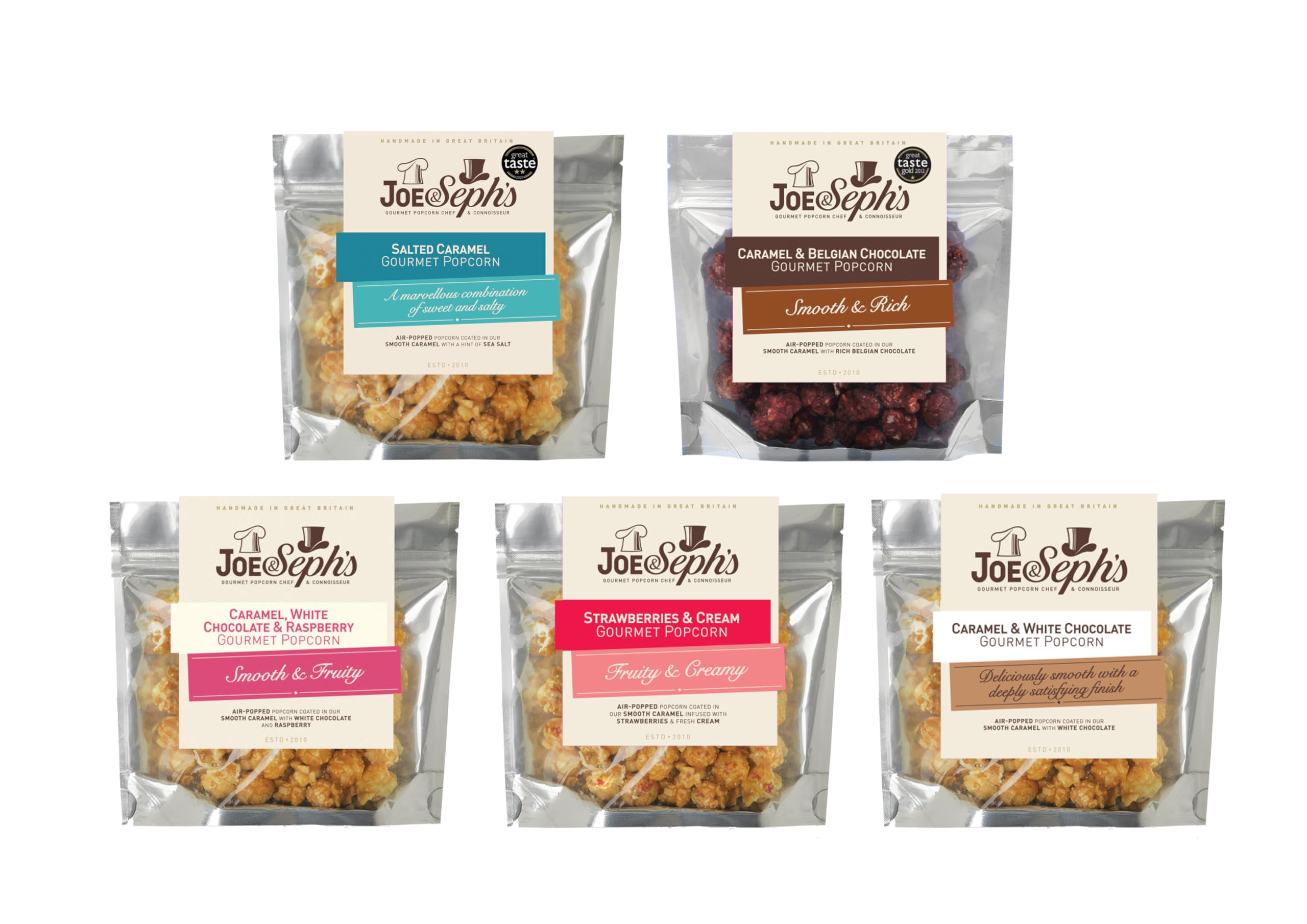 Joe & Seph's Summer Popcorn Tasting Selection - 5 Flavours, 160g Total