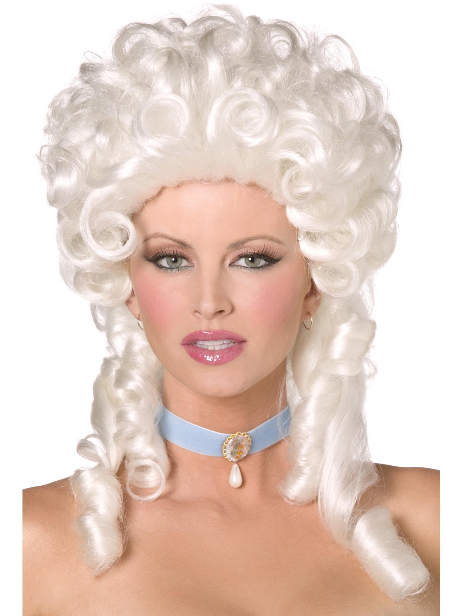 Smiffys Baroque White Shoulder Length Ringlet Curl Wig for Ladies Fancy Dress 1