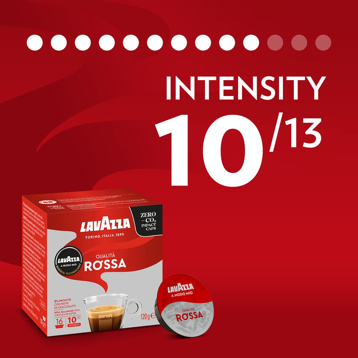Lavazza A Modo Mio Qualità Rossa - 96 Compostable Coffee Capsules, Chocolate & Dried Fruit Notes, Intensity 10/13