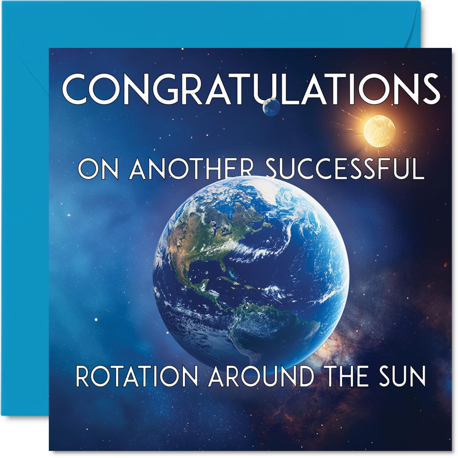 Stuff4 Funny Birthday Card for Men & Women - Successful Rotation Around The Sun | Square 145mm x 145mm 1