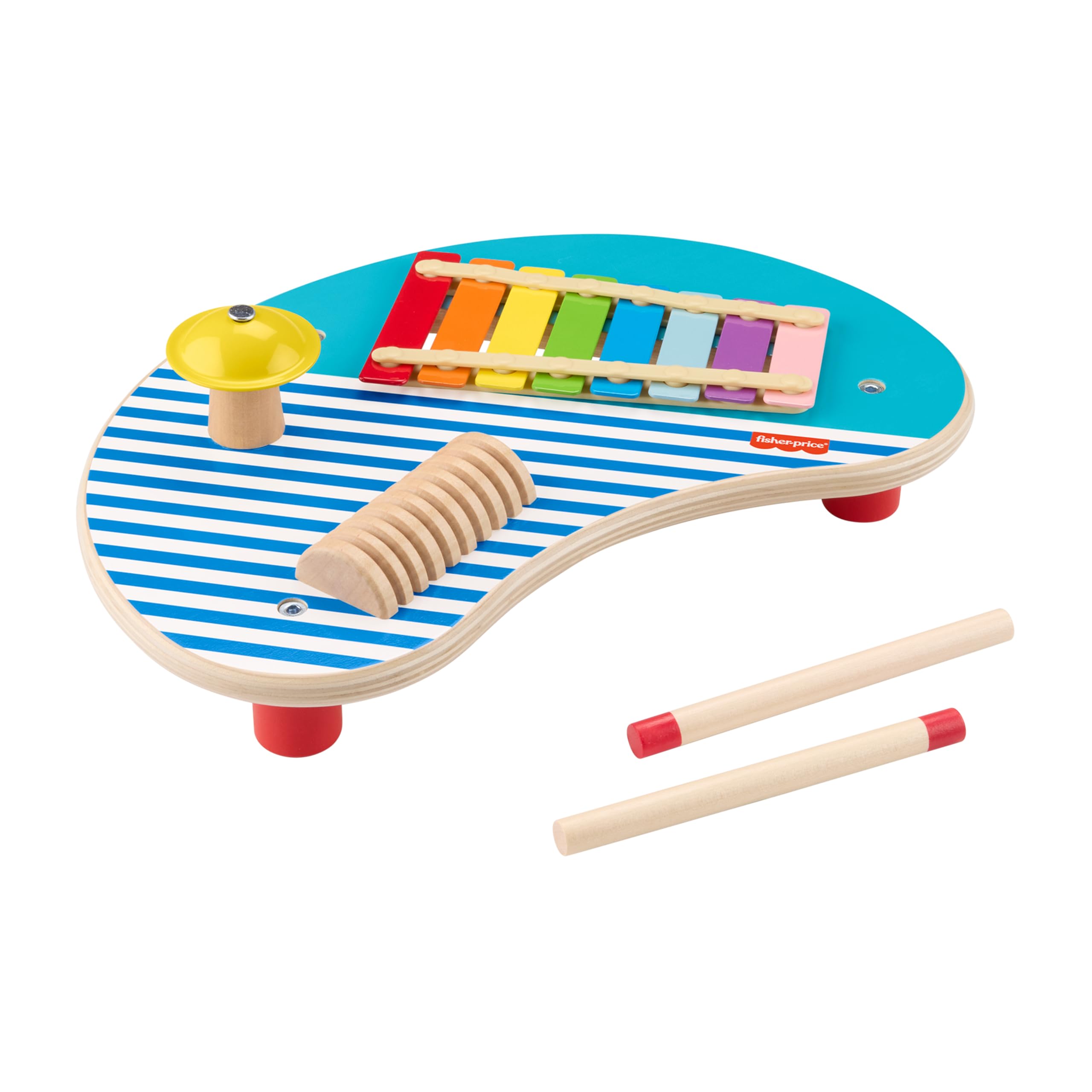 Fisher-Price Wooden Musical Table with Percussion Instruments for Toddlers Ages 2+ 1