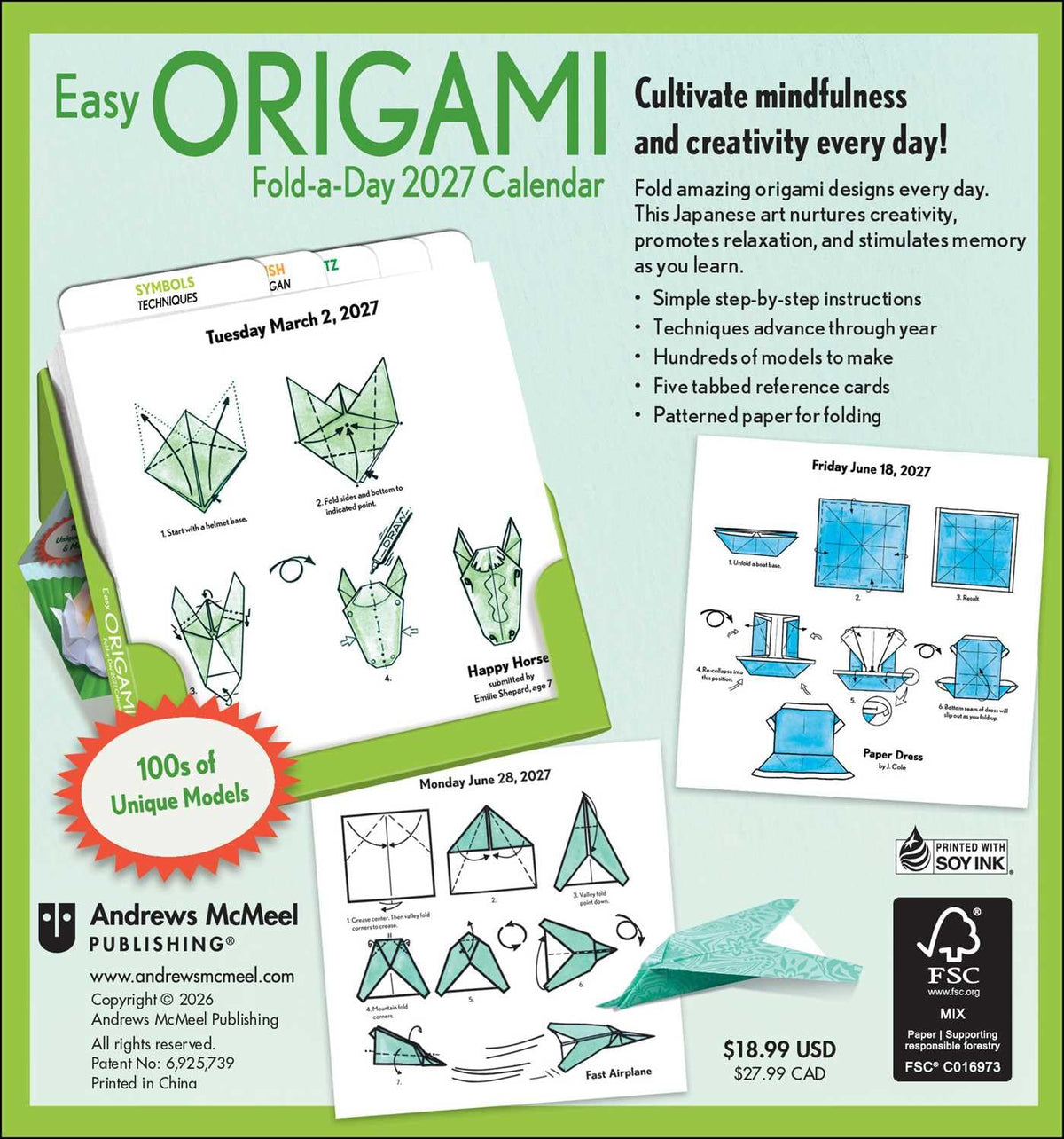 Andrews McMeel Publishing Easy Origami 2027 Fold-a-Day Calendar - Daily Origami Instructions | 640 Pages