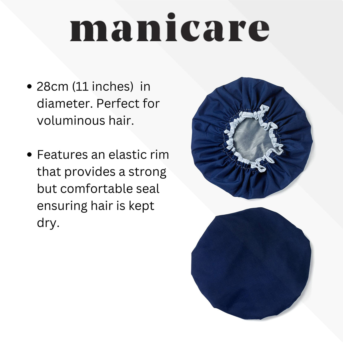 Manicare Luxury Shower Cap - Blue, One Size Fits All, Reusable 3