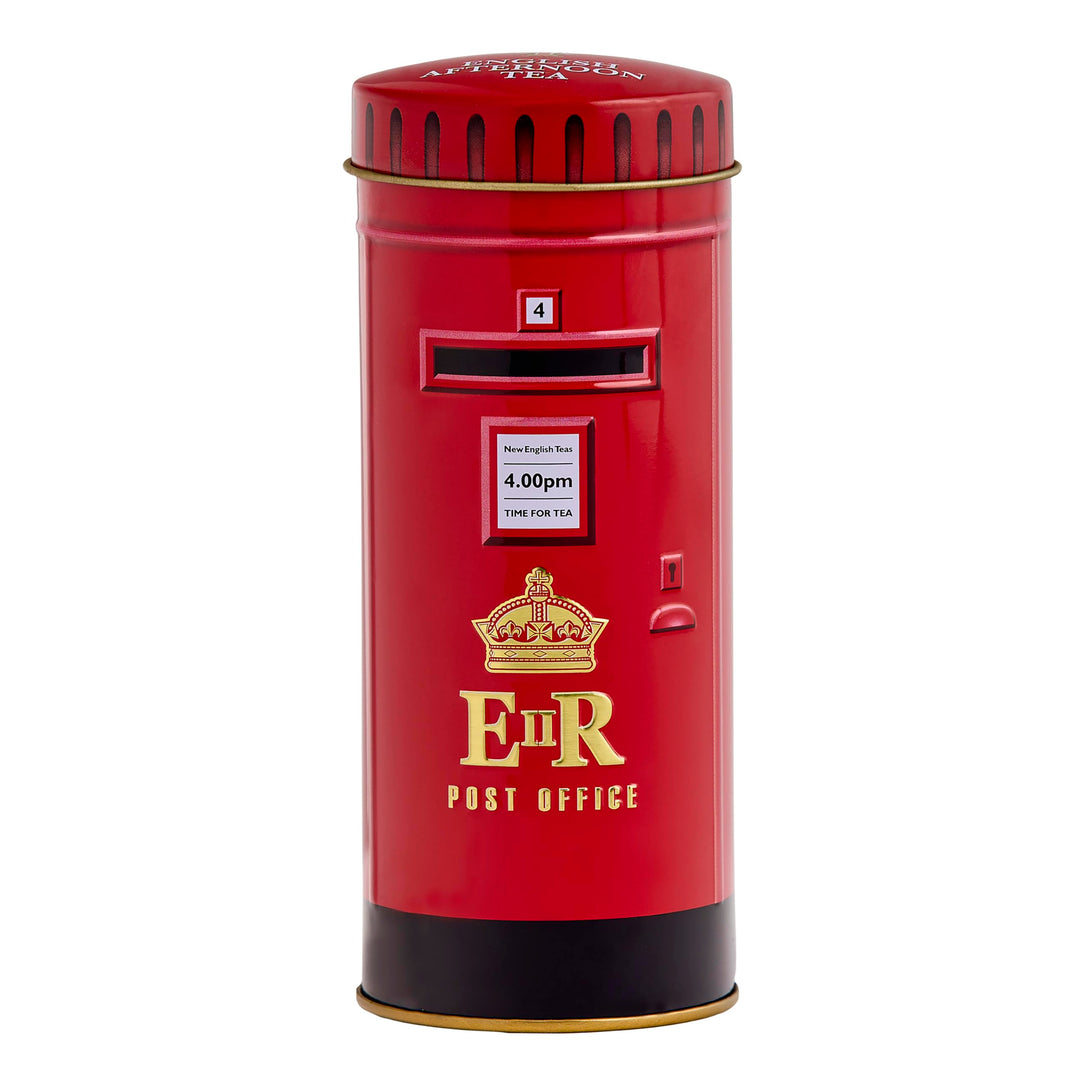 New English Teas British Post Box Tea Caddy with 14 English Breakfast Teabags - UK Souvenir Gift