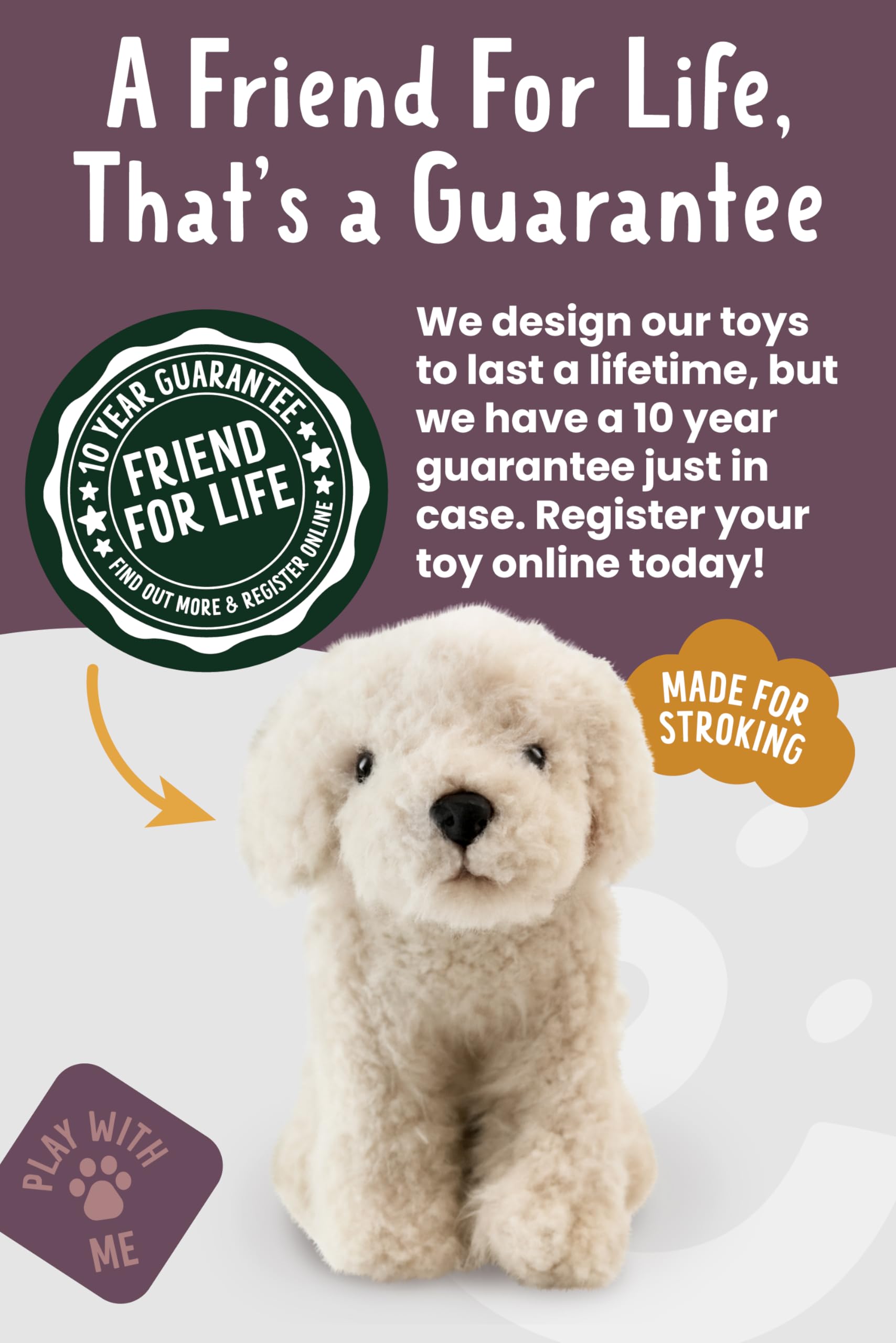 Living Nature Labradoodle Stuffed Animal - 25cm Plush Toy with Educational Tag 6