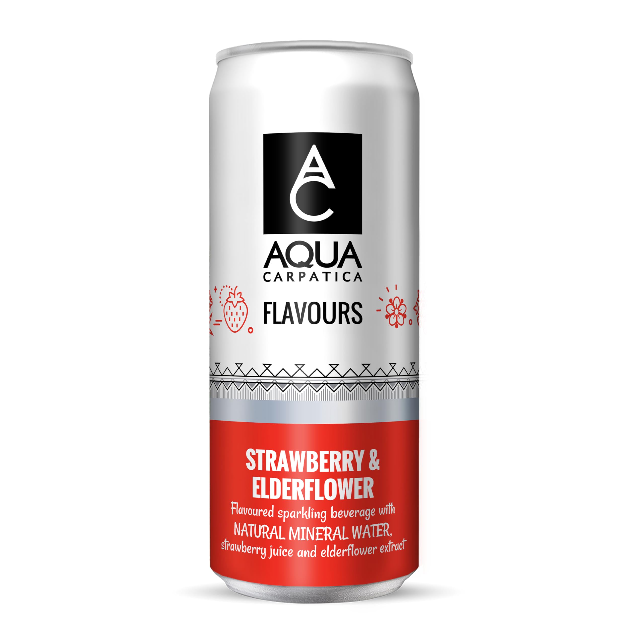 Aqua Carpatica Sparkling Flavours Strawberry & Elderflower - 4 x 330ml Cans | Naturally Flavoured | Agave Sweetened 2