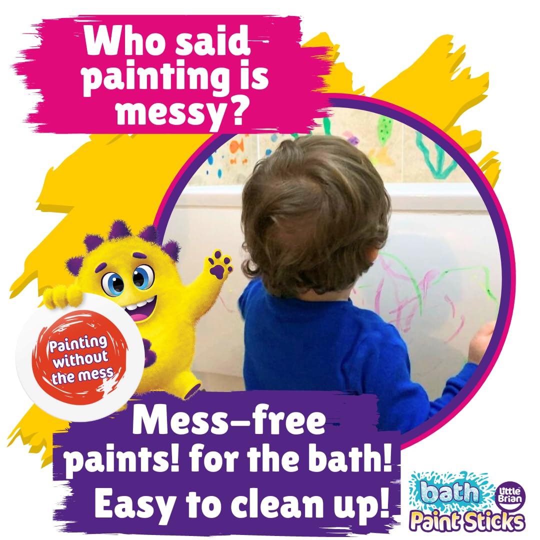Little Brian Bath Paint Sticks - 6 Pack, Mess-Free, Quick Drying | Assorted Colours 7