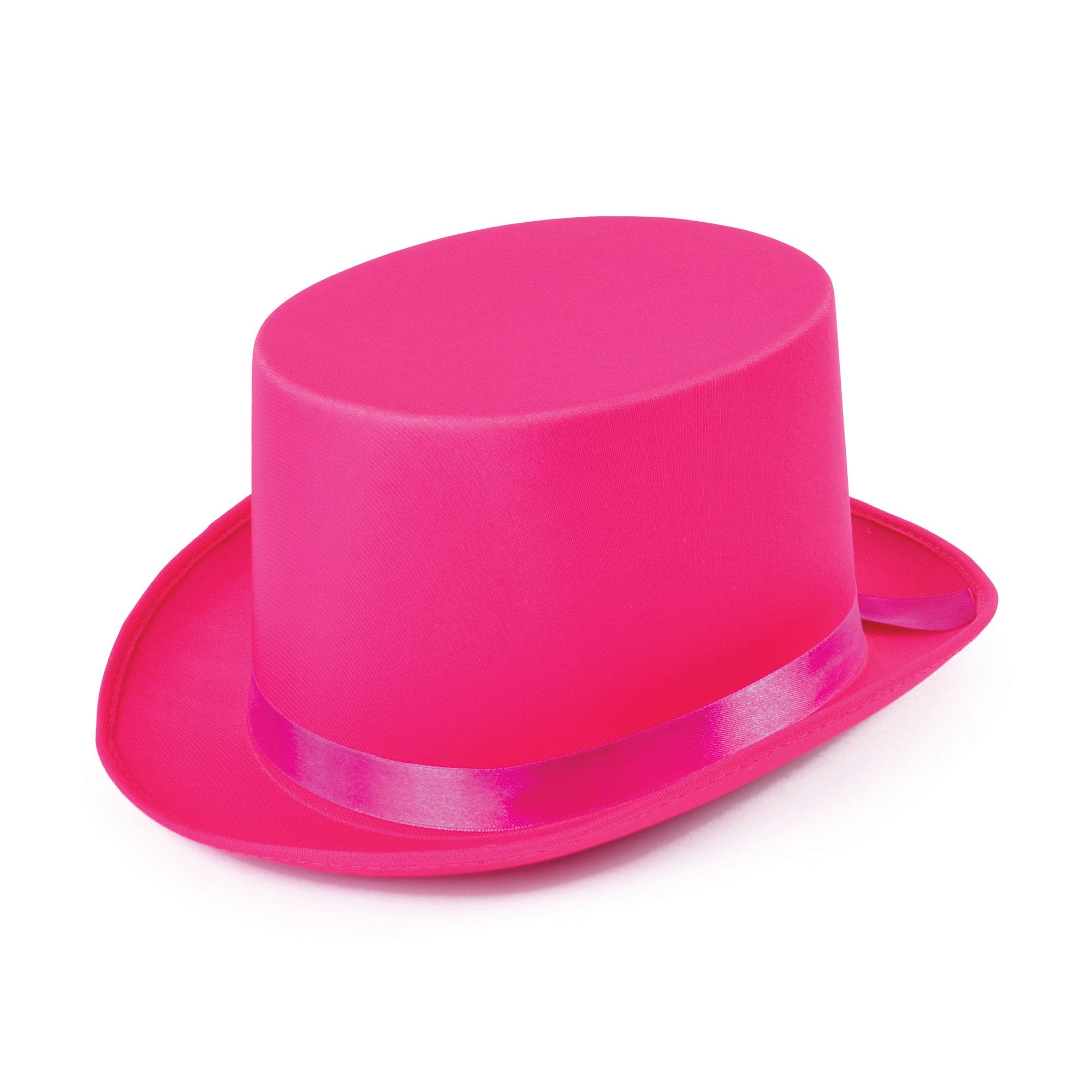 Vibrant Pink Satin Top Hat - Costume Accessory for Parties, Weddings, 1980s Events, Festivals, Music Shows, World Book Day, Halloween 1