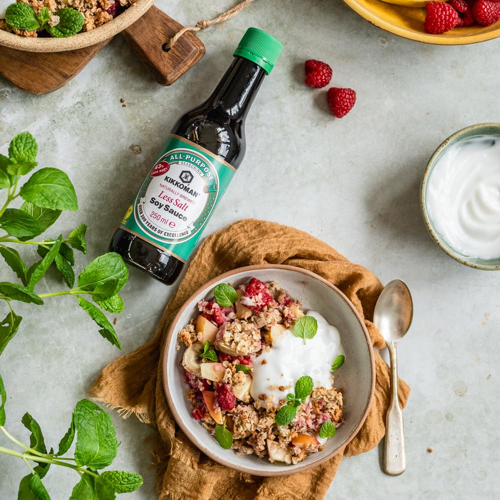 Kikkoman Naturally Brewed Less Salt Soy Sauce - 43% Less Salt | Rich Umami Flavor | 250 ml 2