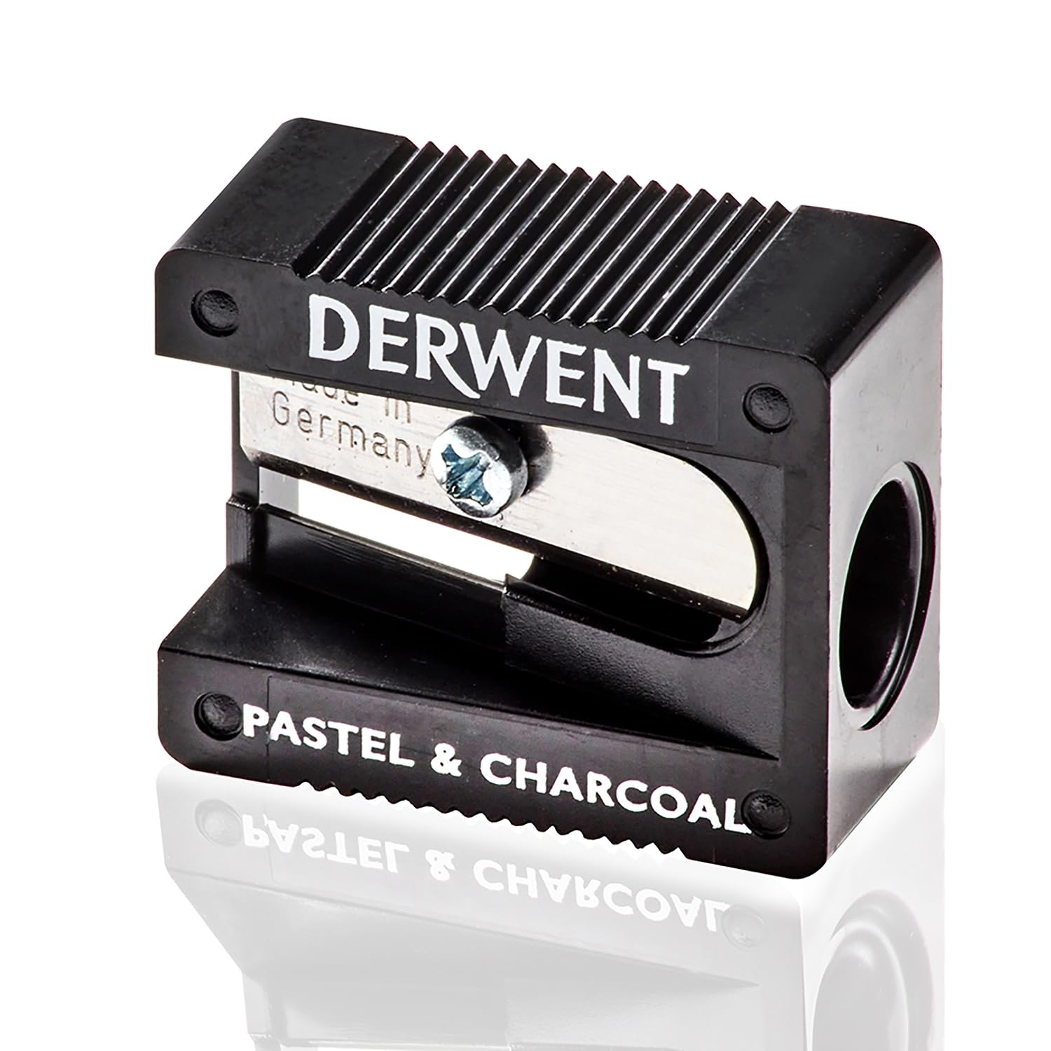 Derwent Manual Pastel & Charcoal Pencil Sharpener - For Fragile Media | Metal Construction | Black