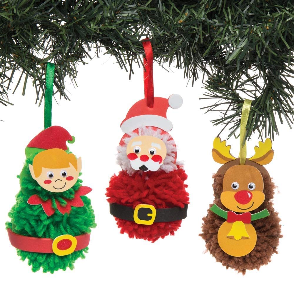 Baker Ross AR752 Christmas Pom Poms Decoration Kits - Santa, Elf & Reindeer Craft Kits 6