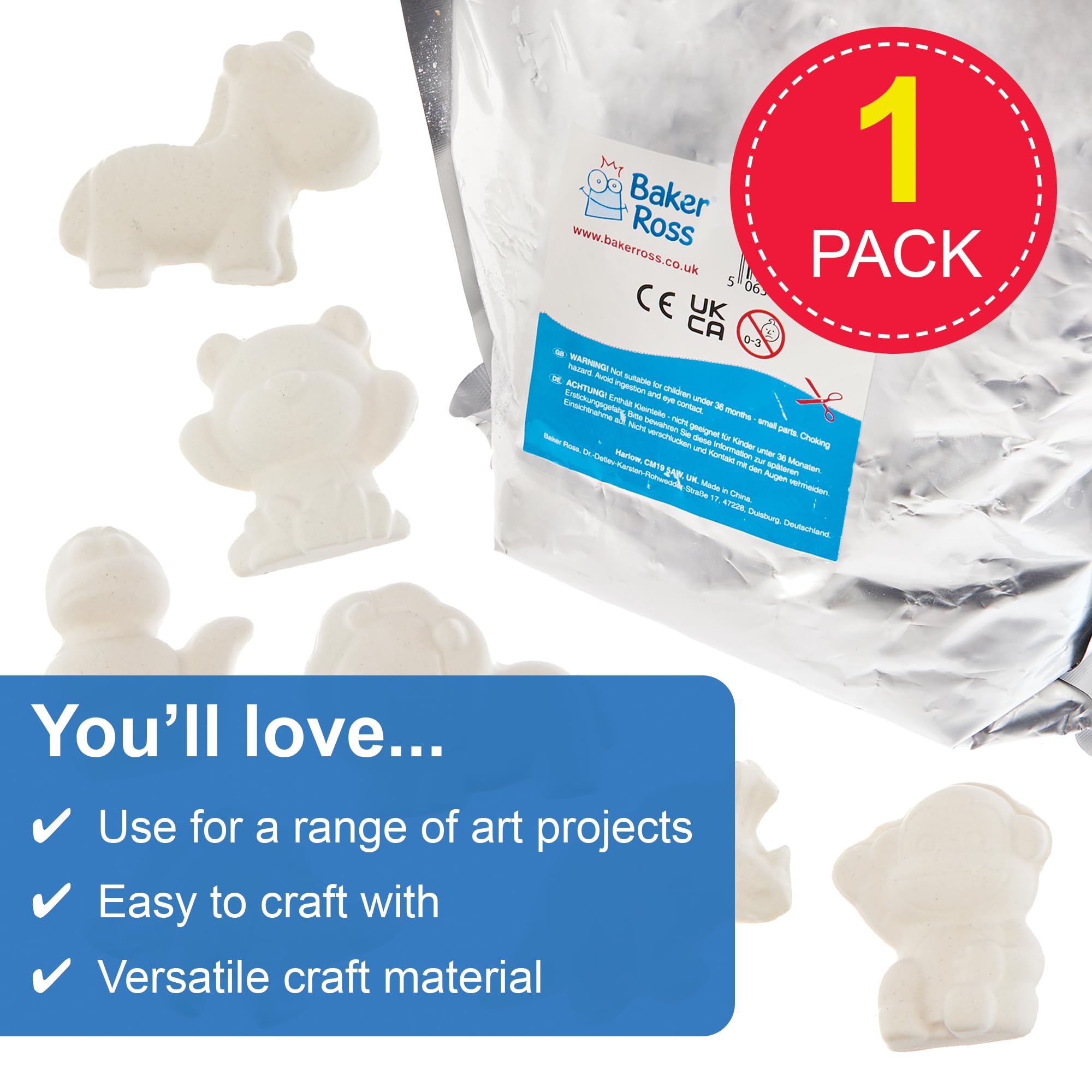 Baker Ross FX917 Casting Powder - 1kg for Moulds, Keepsakes, and Models 2